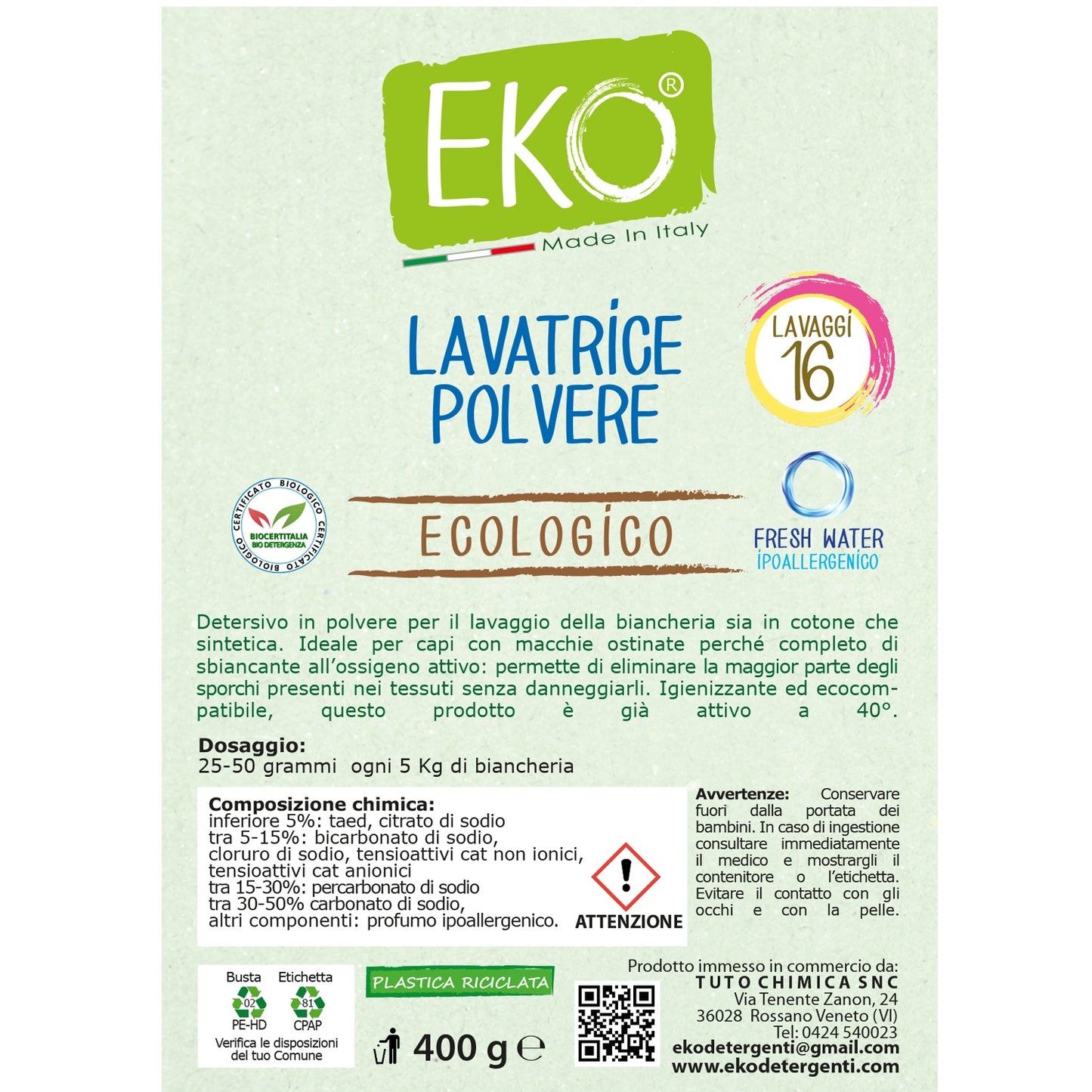 Eko detersivo polvere lavatrice ecologico