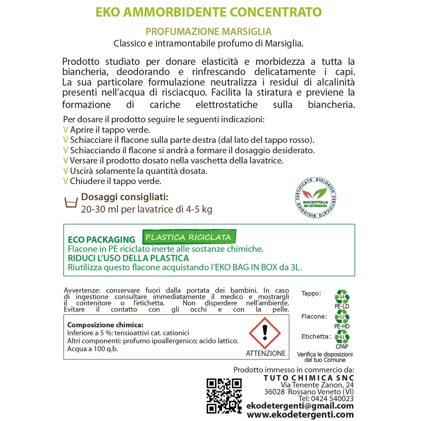 Eko ammorbidente ecologico liquido