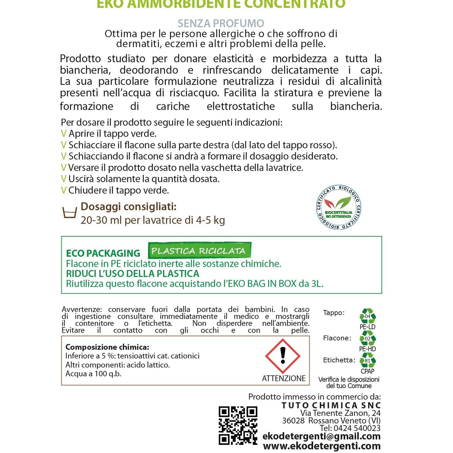 Eko ammorbidente ecologico liquido