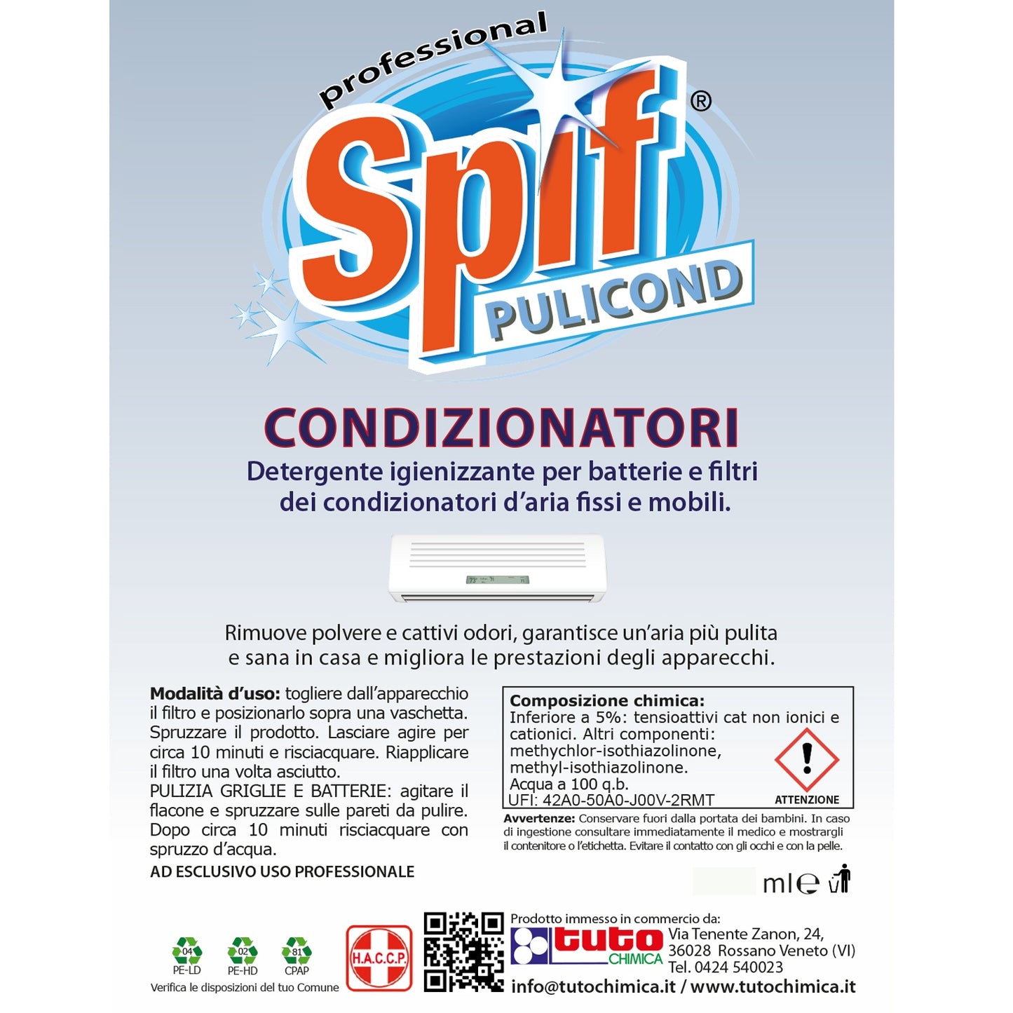 Spif pulicond detergente igienizzante condizionatori