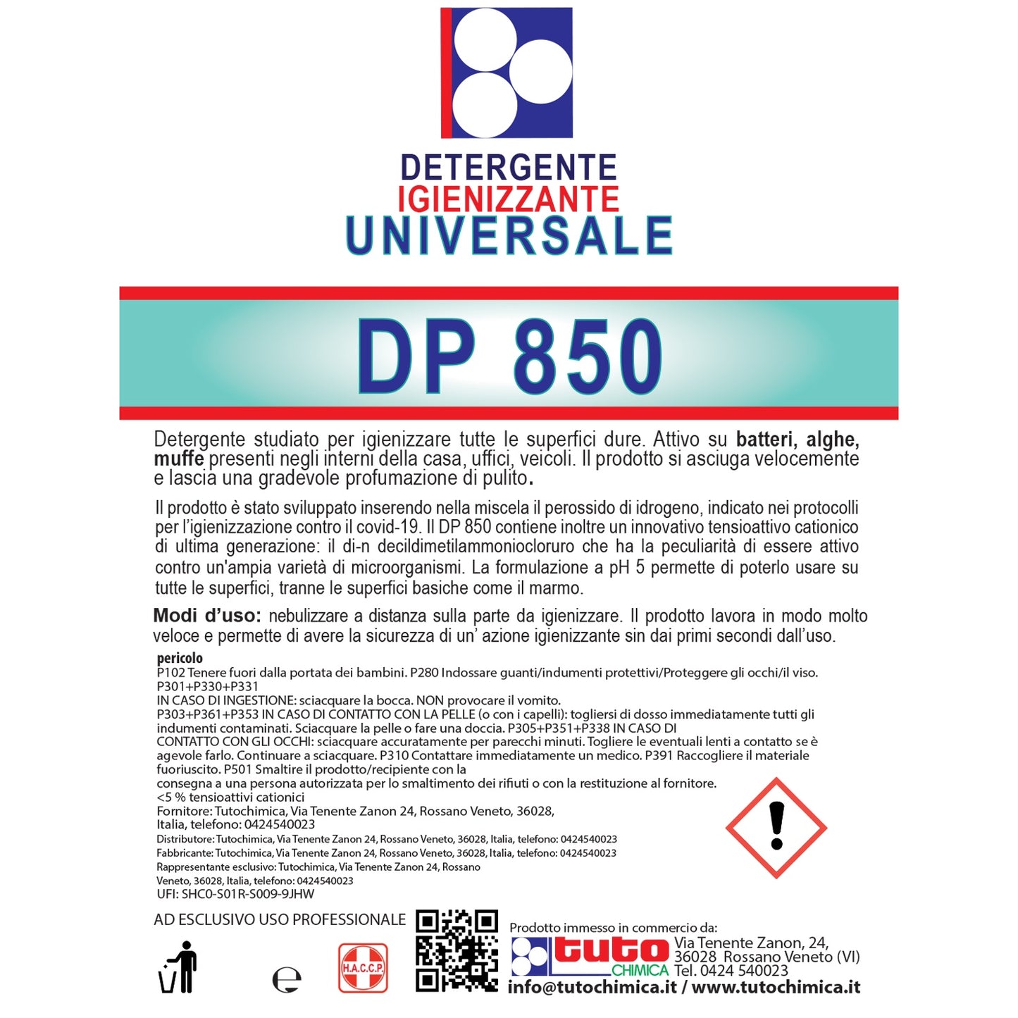 Dp 850 spray igienizzante universale