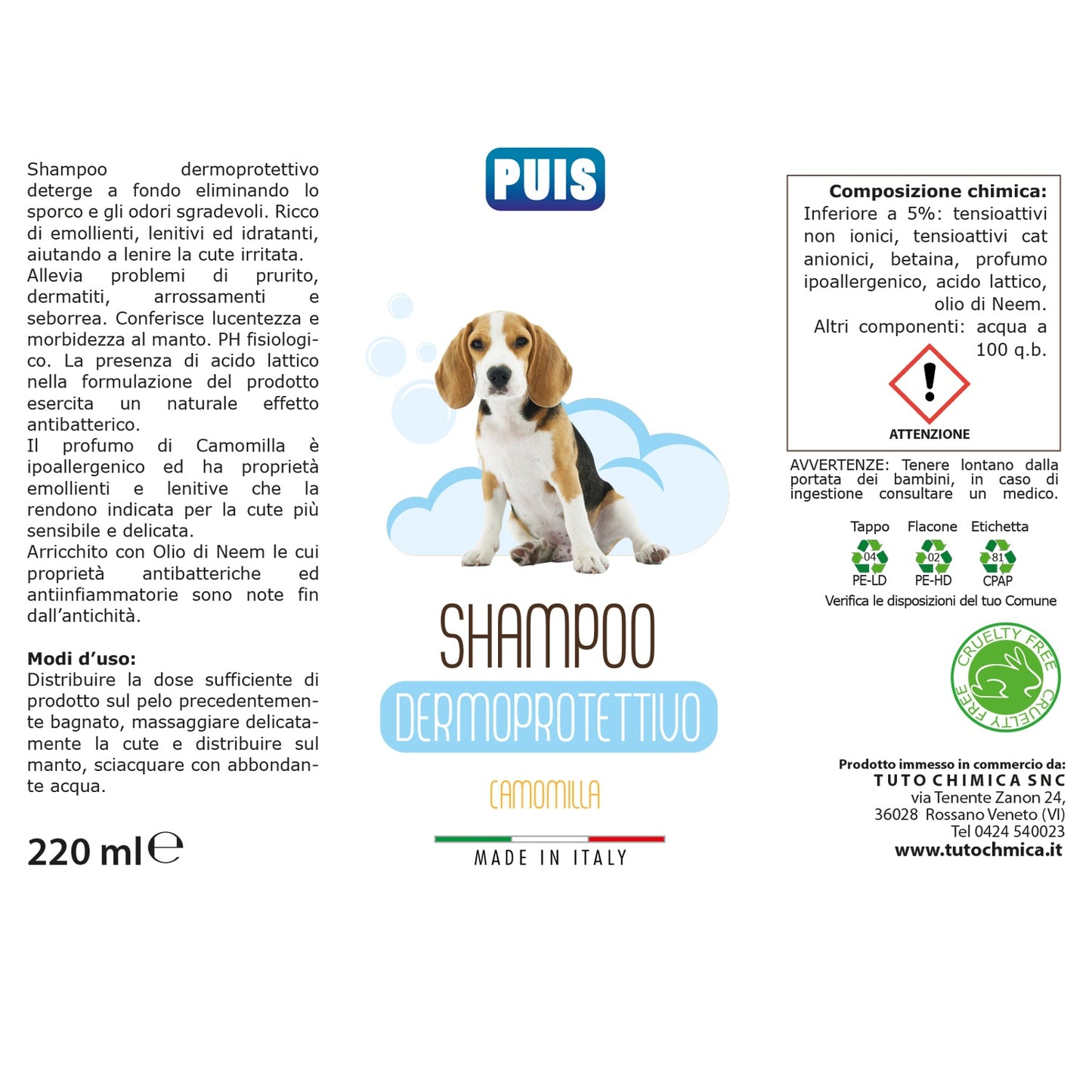 Puis Shampoo Cani Dermoprotettivo alla Camomilla 220ml