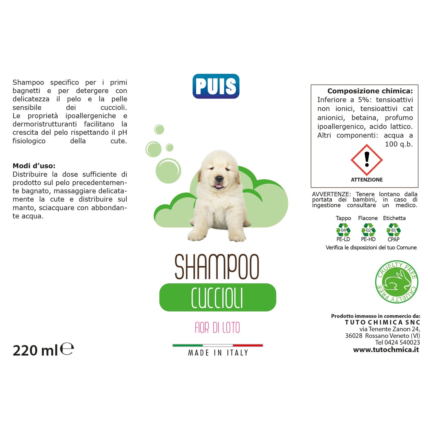 Puis Shampoo Cuccioli Cane Fior di Loto - 220ml