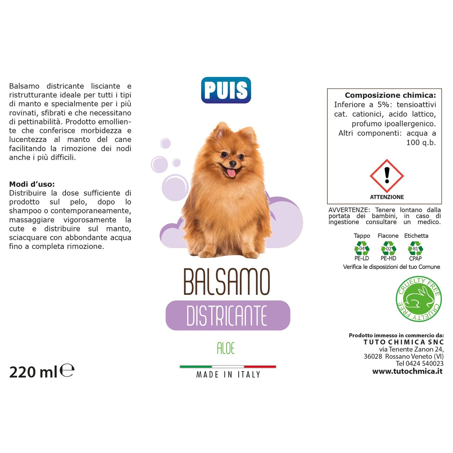 Puis Balsamo Cani Districante Profumato Aloe - 220ml