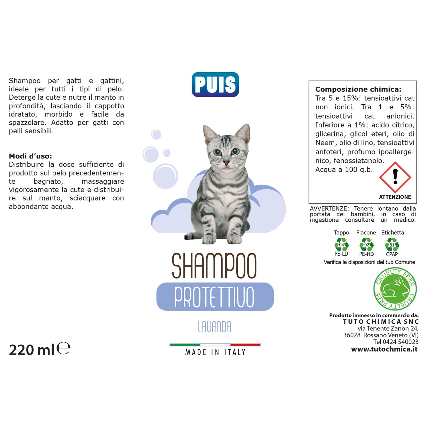 Puis Shampoo Gatto Protettivo Lavanda - 220ml