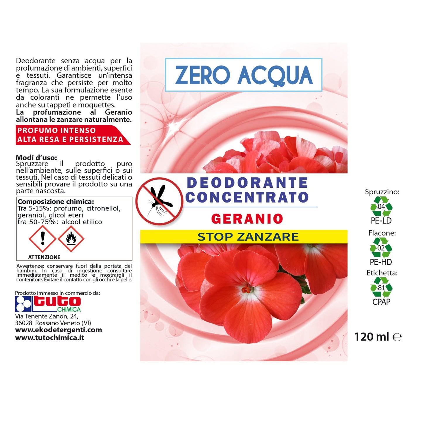 Deodorante Spray Ambiente Anti Zanzare al Geranio 120ml