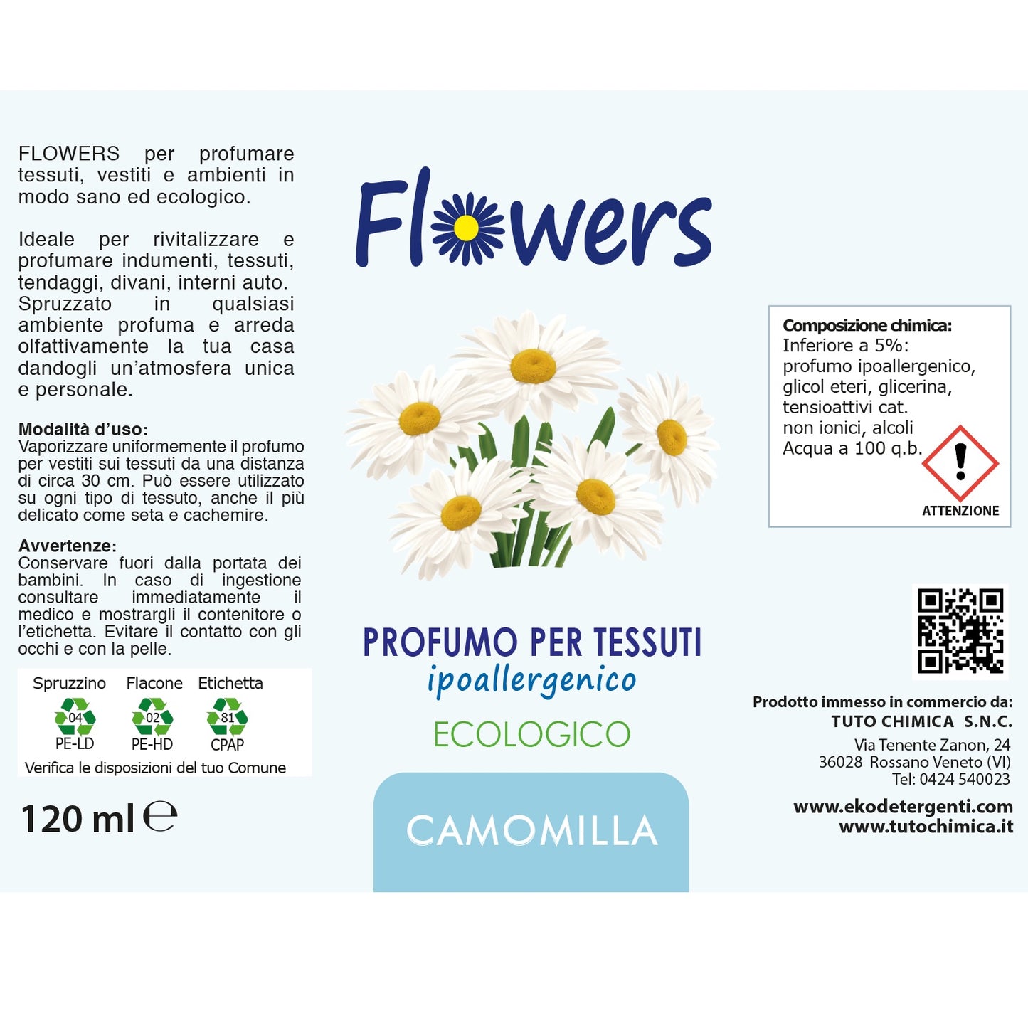 Flowers profumo tessuti e ambiente spray Camomilla 120ml