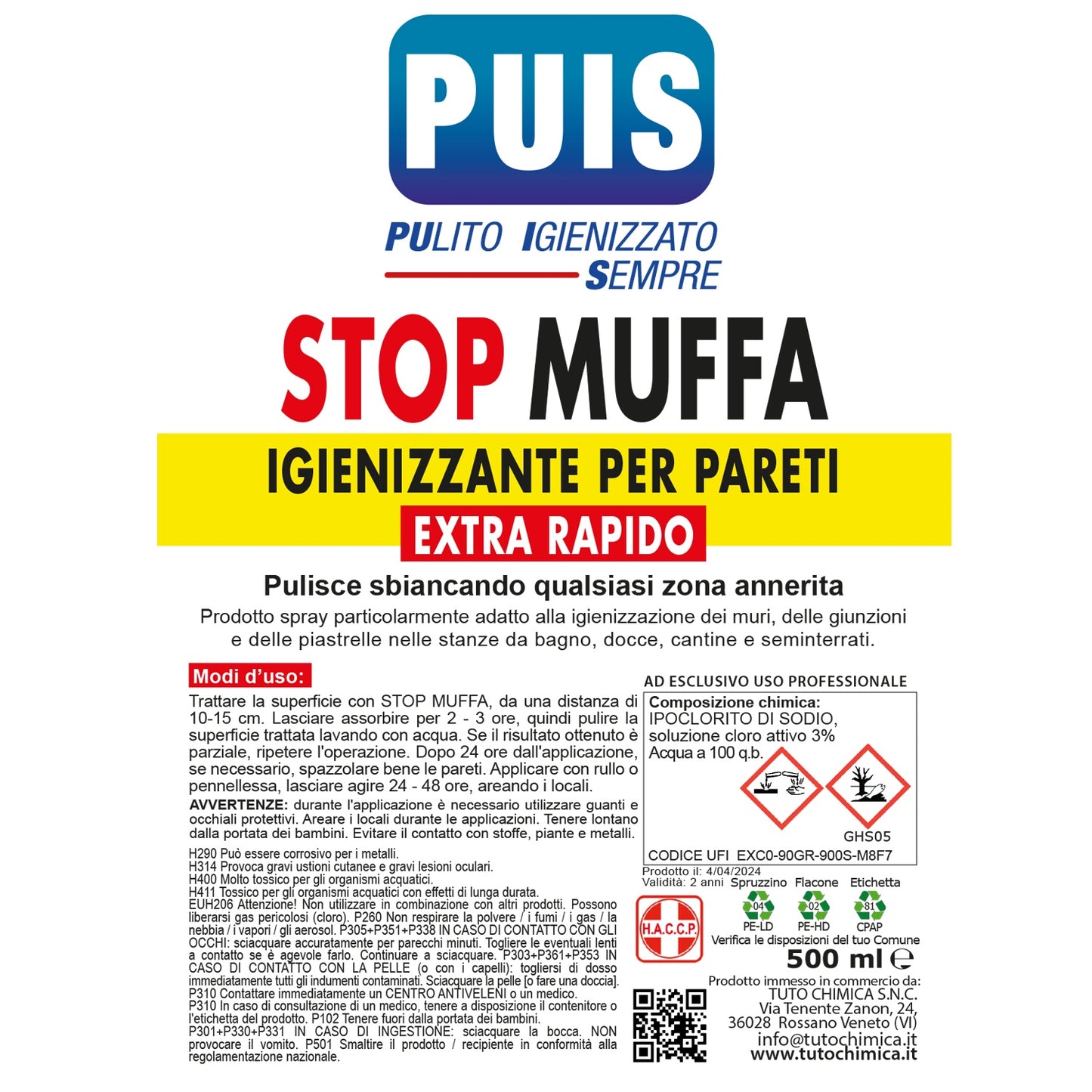 Puis Stop Muffa Pareti Igienizzante 500ml