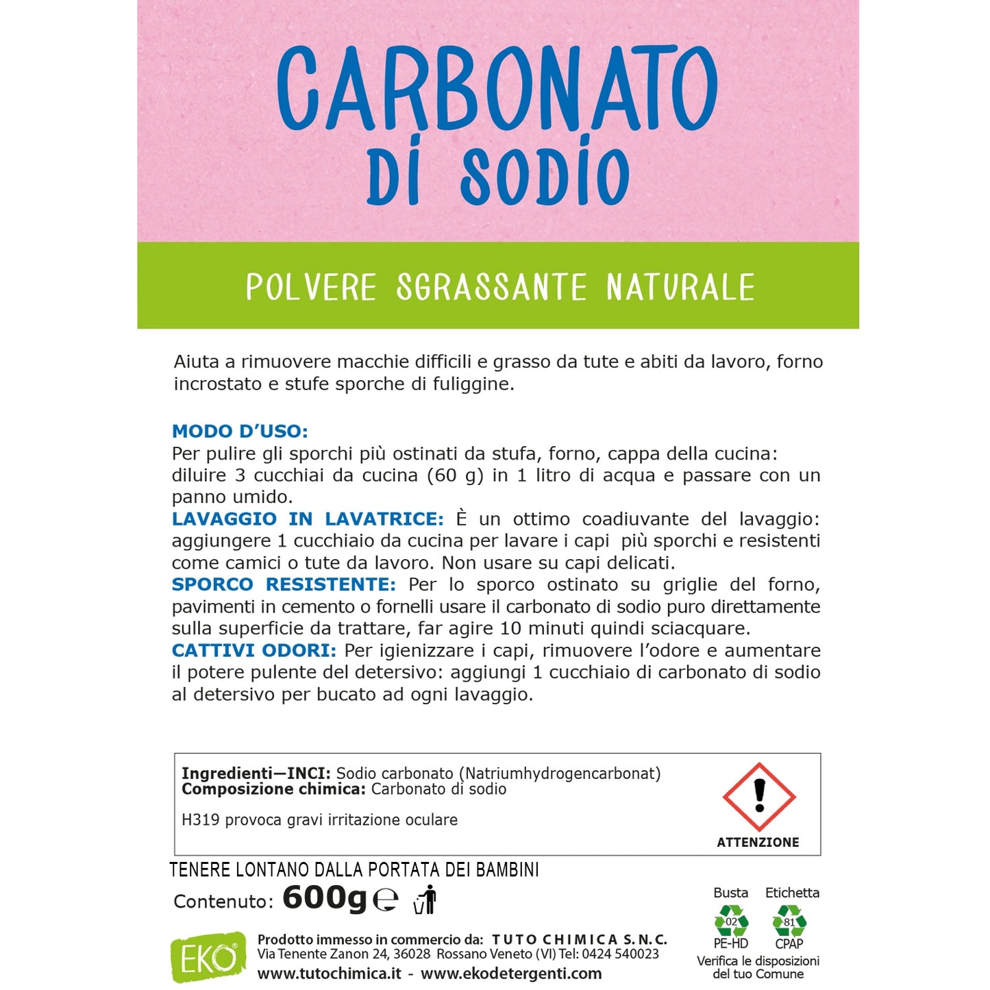 Carbonato di sodio 600g