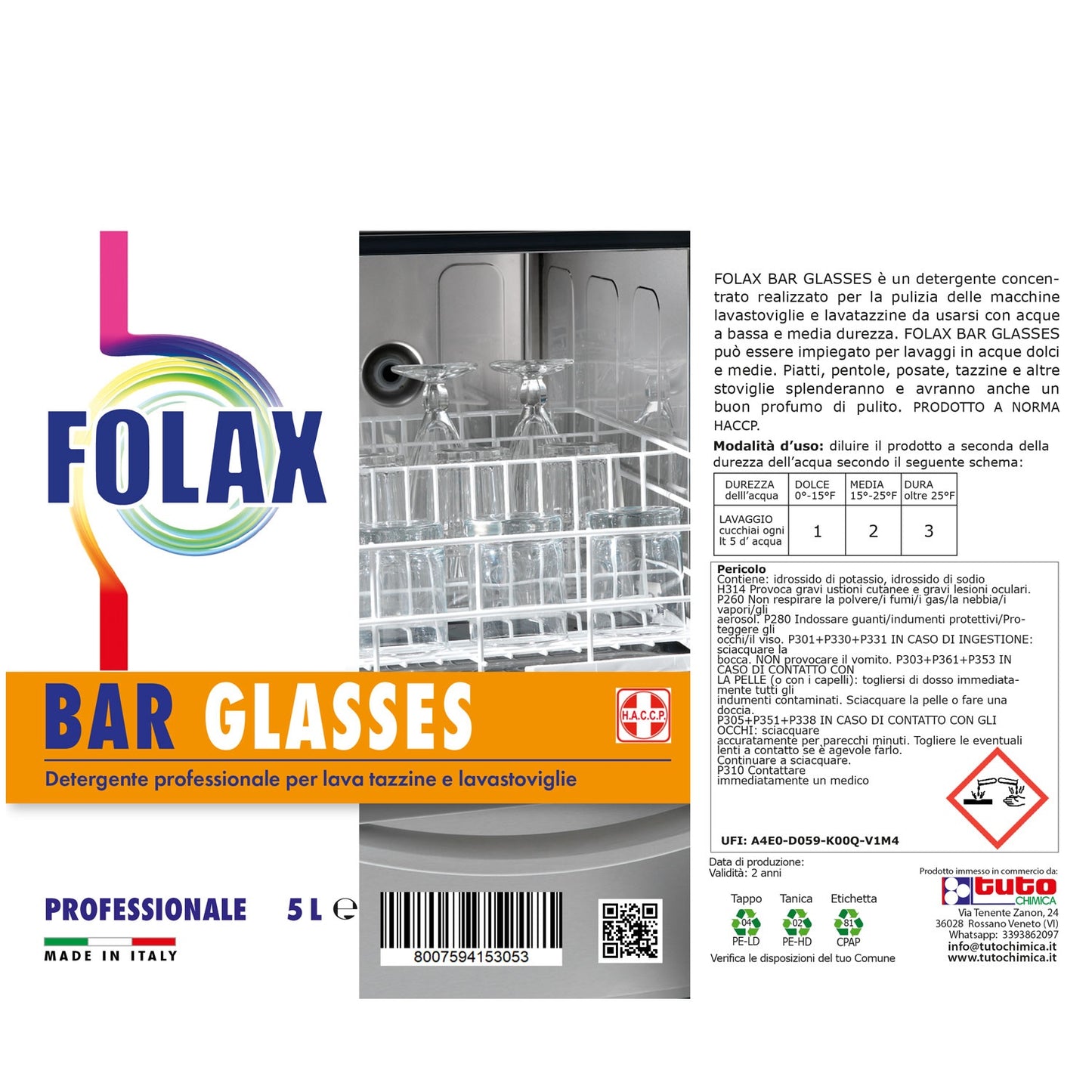 Folax bar glasses detergente lavastoviglie