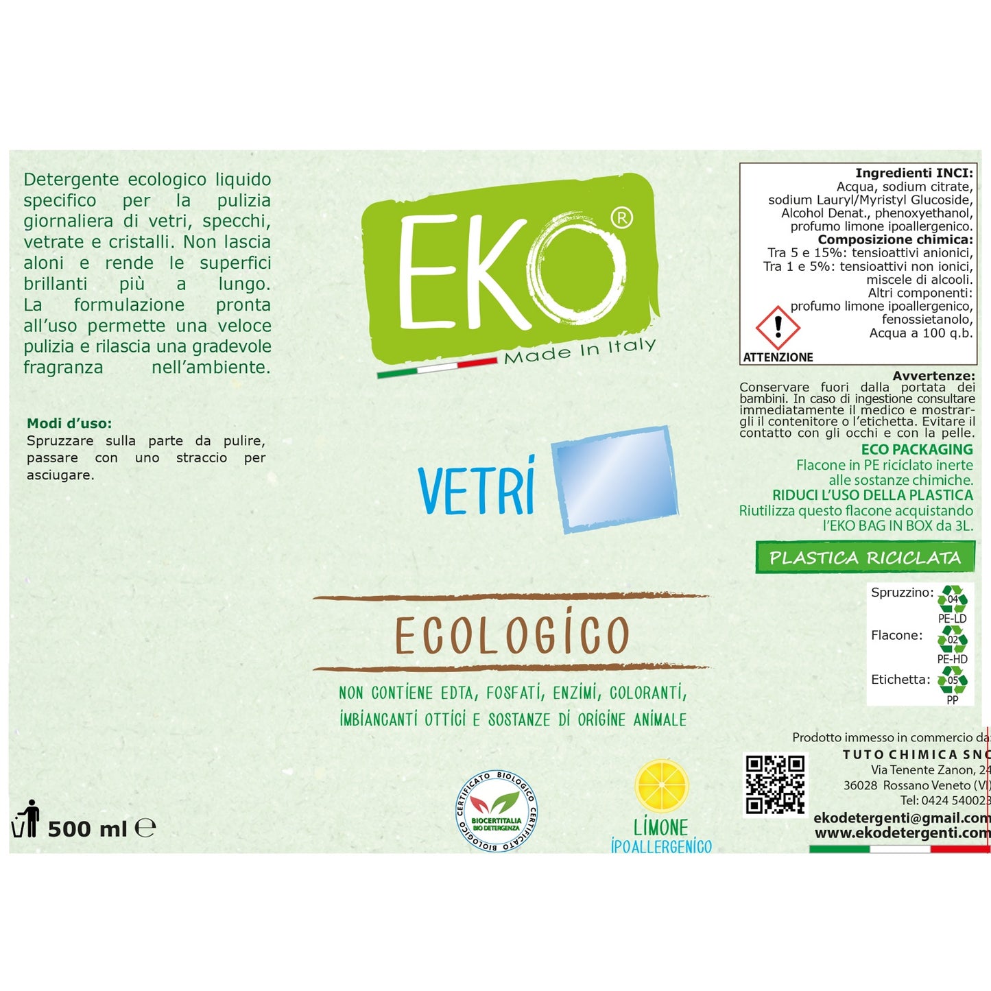 Bag in Box Kit Eko detergente vetri ecologico