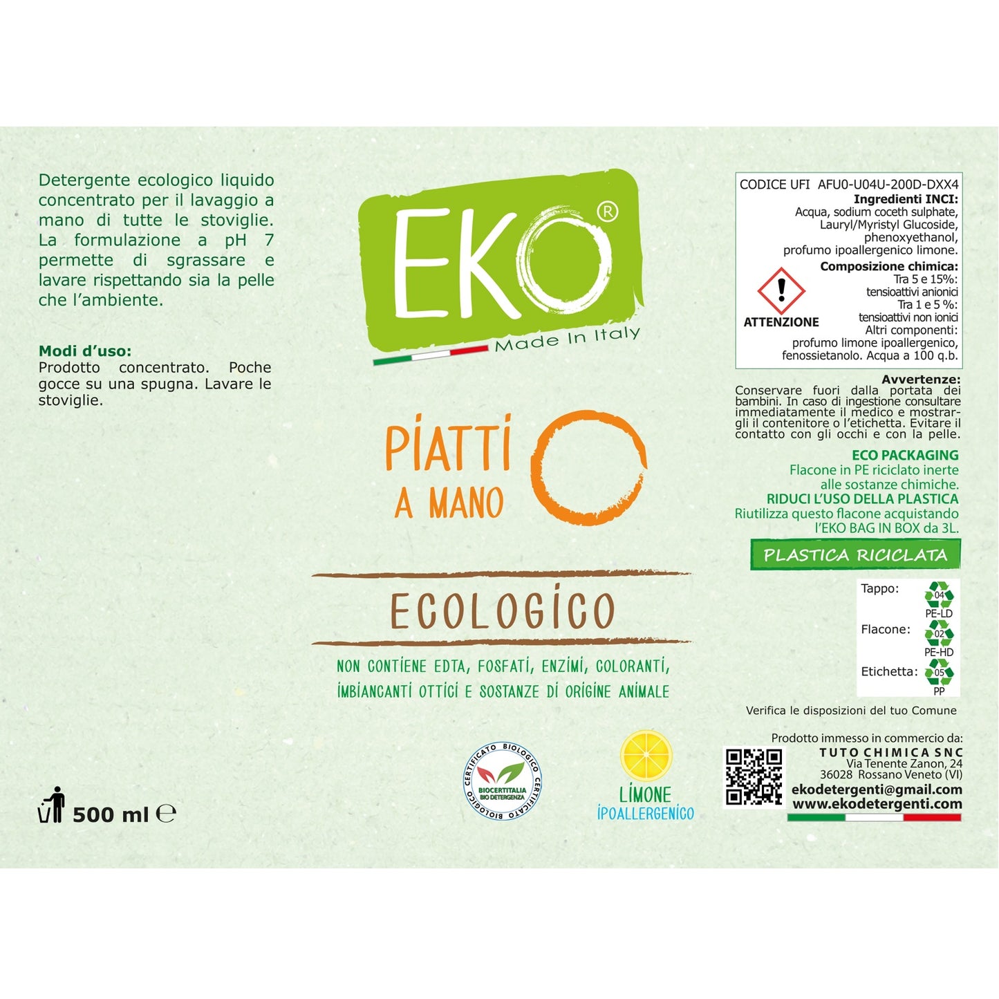 Bag in Box Kit Eko detersivo piatti ecologico