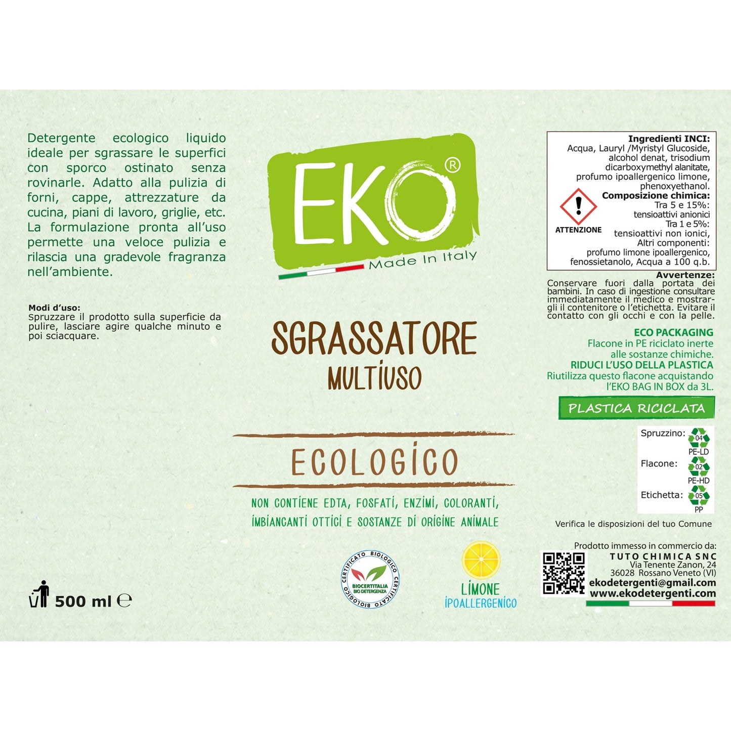 Bag in Box Kit Eko sgrassatore multiuso ecologico