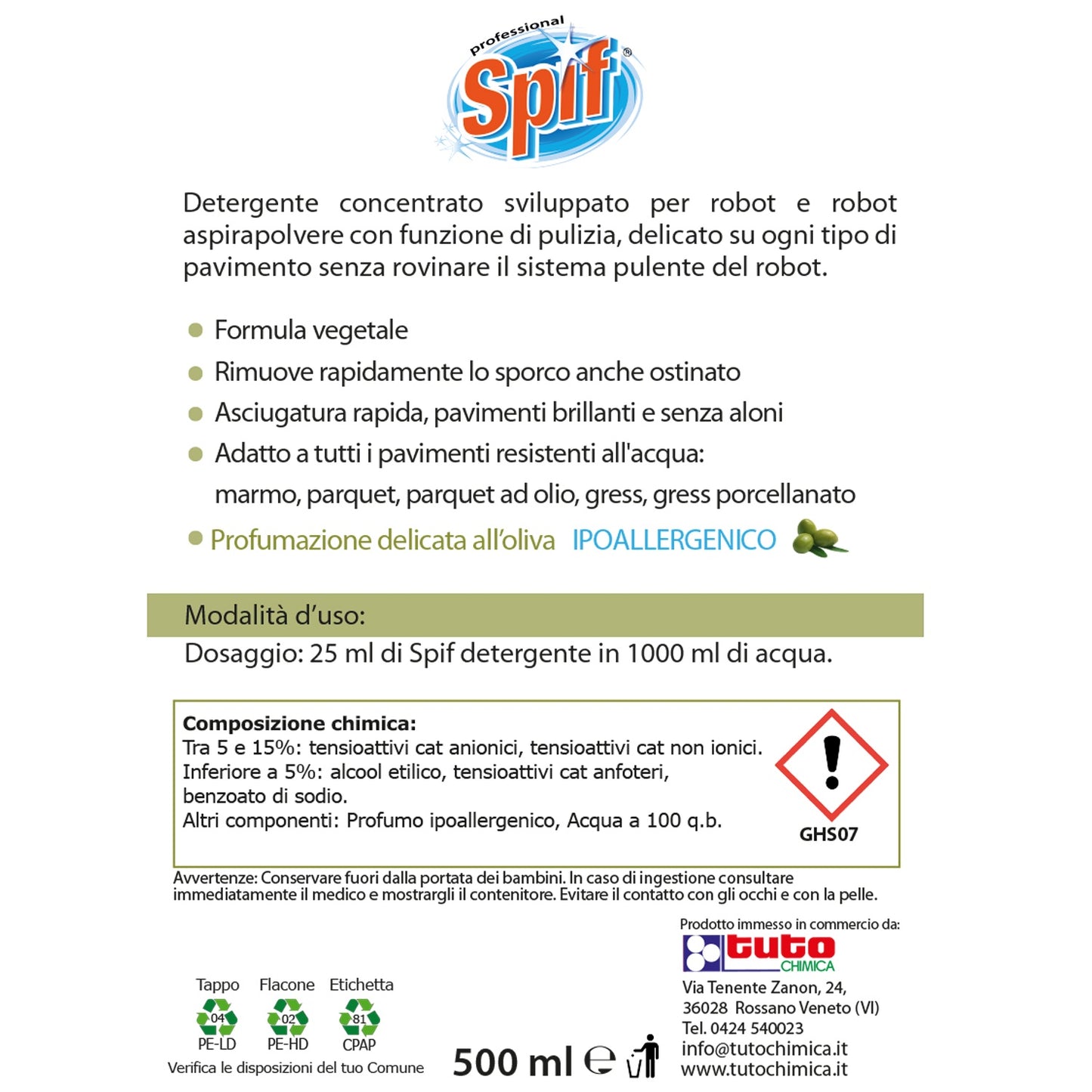 Detersivo Pavimenti Concentrato per robot pulizia 500ml