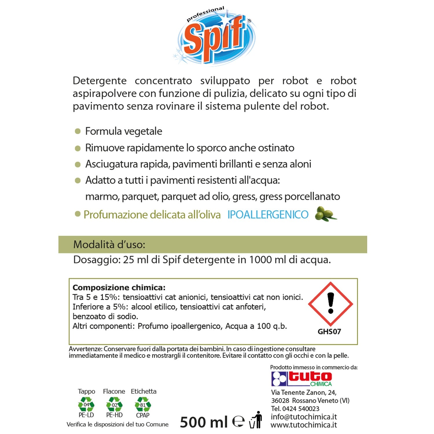 Detersivo Pavimenti Concentrato per robot pulizia 500ml