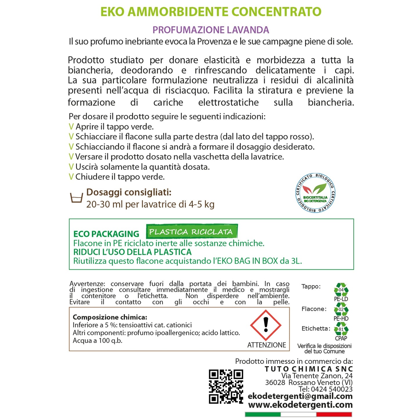 Bag in Box Kit Eko ammorbidente ecologico liquido