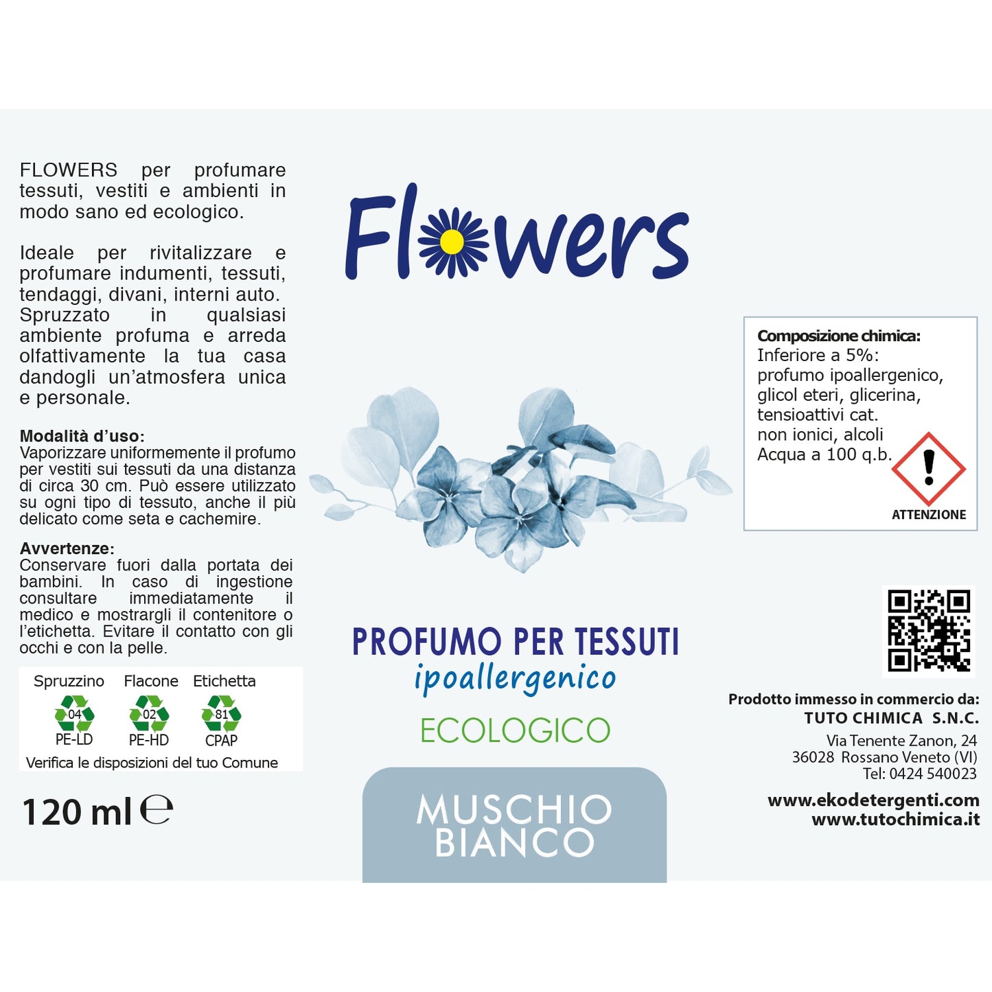 Flowers profumo tessuti e ambiente spray Muschio bianco 120ml
