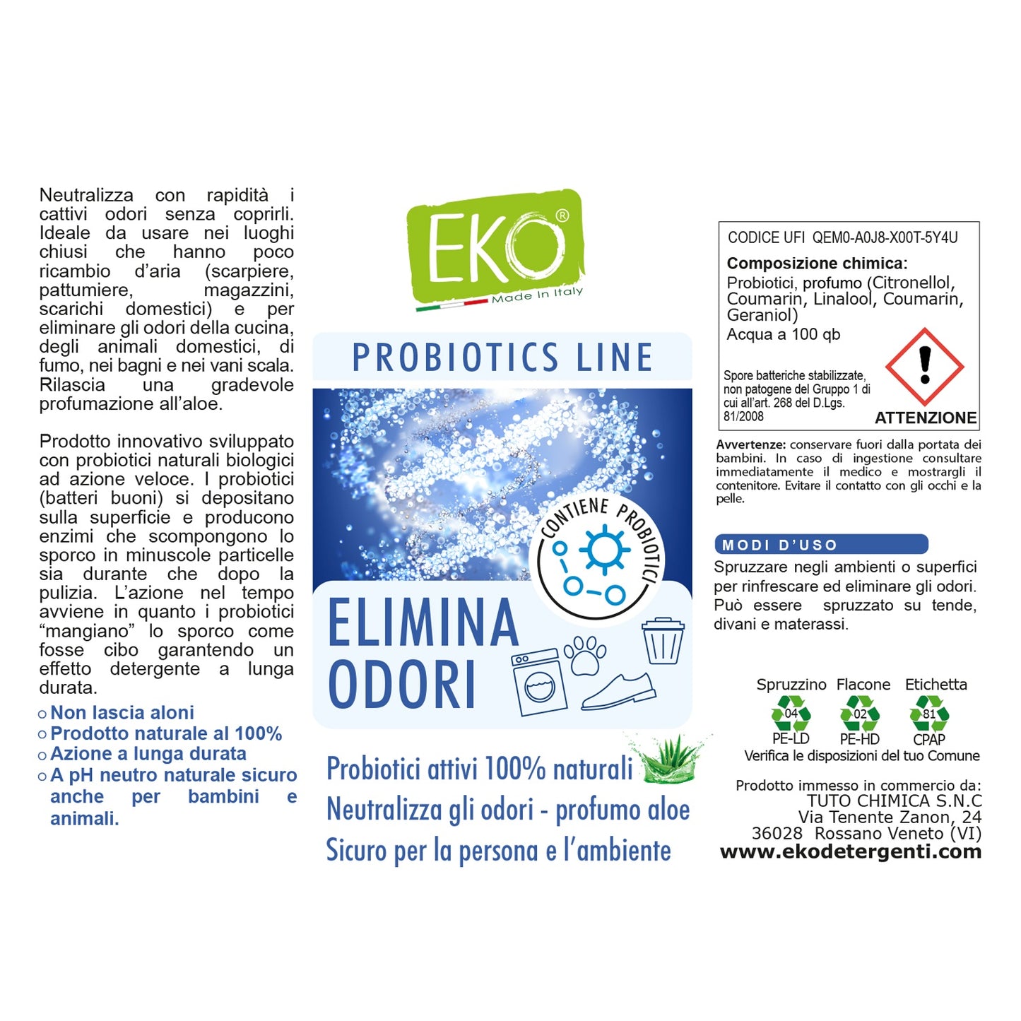 Eko elimina odori con probiotici