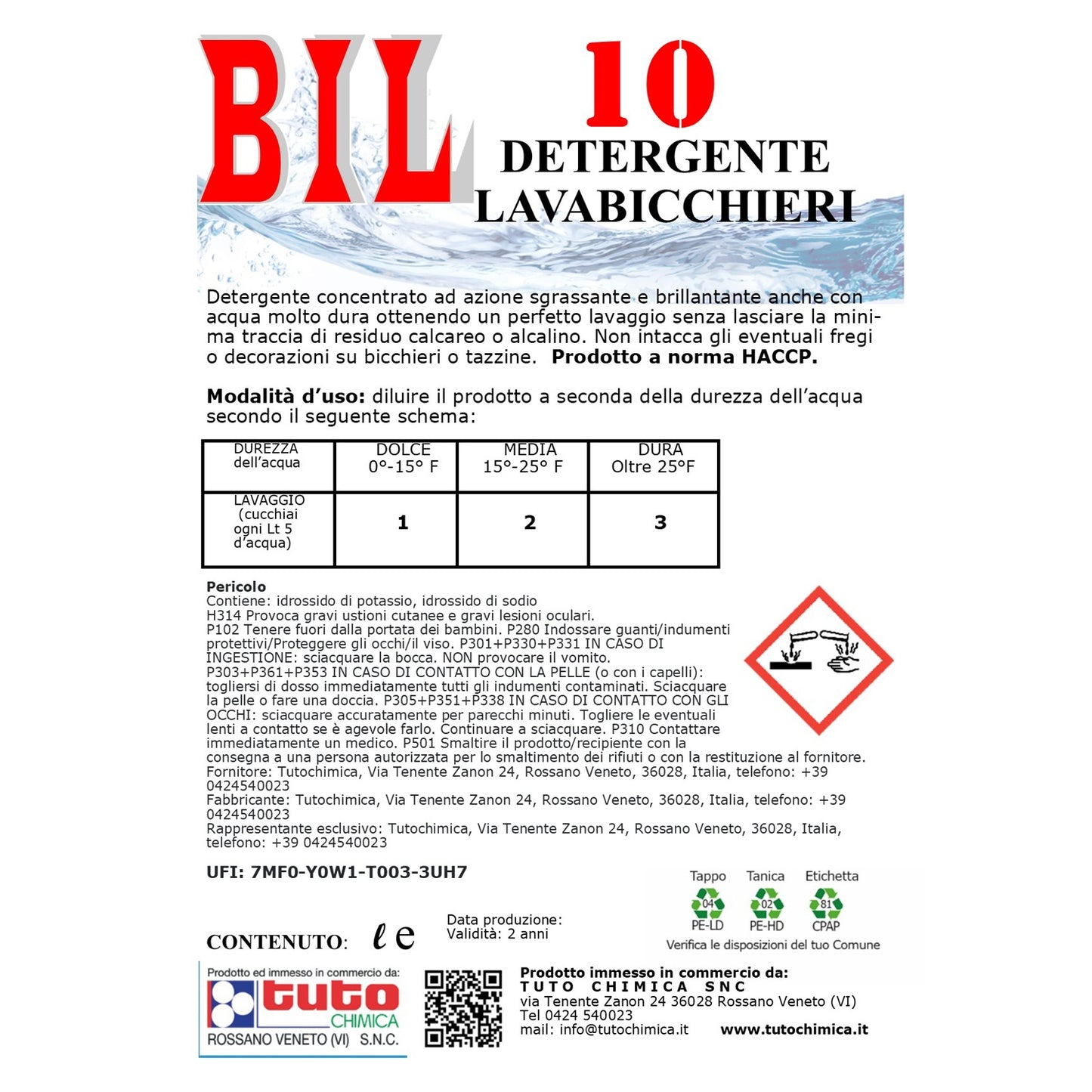 Bil 10 detergente lavabicchieri bar 5kg