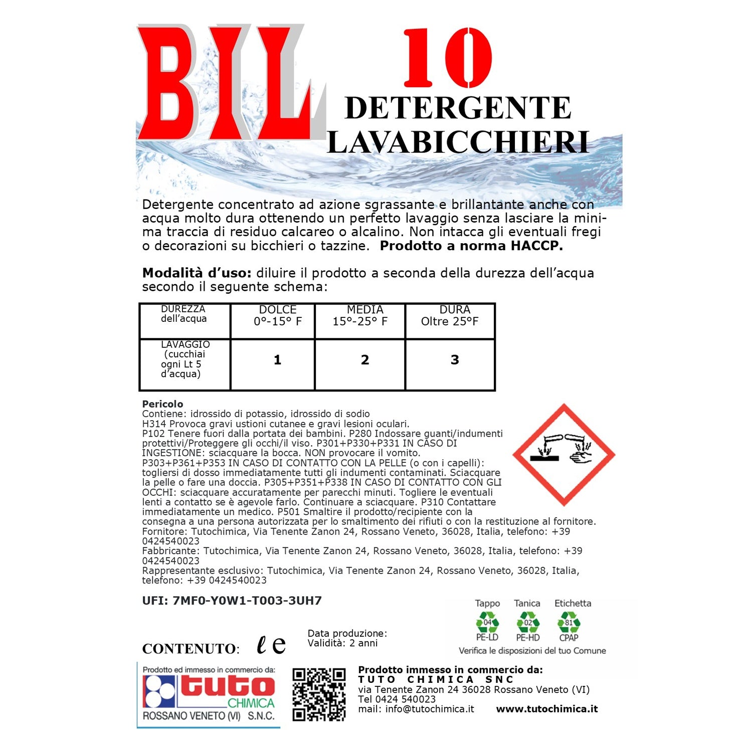 Bil 10 detergente lavabicchieri bar 5kg
