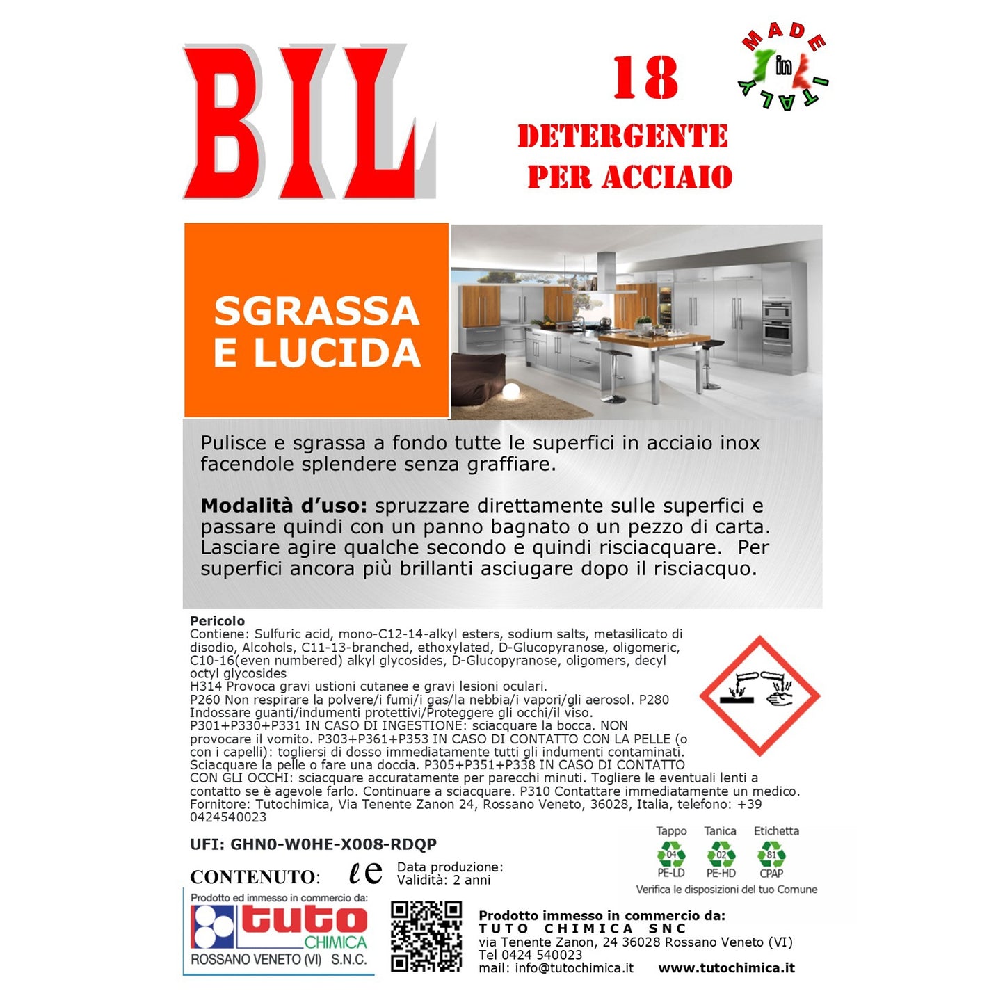 Bil 18 detergente acciaio Inox
