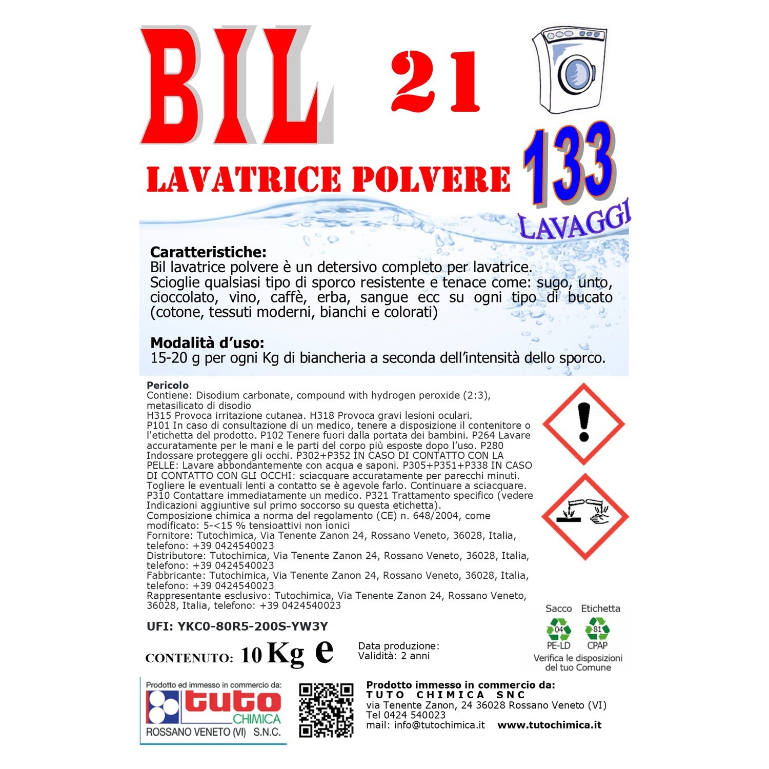Bil 21 detersivo in polvere lavatrice 10Kg