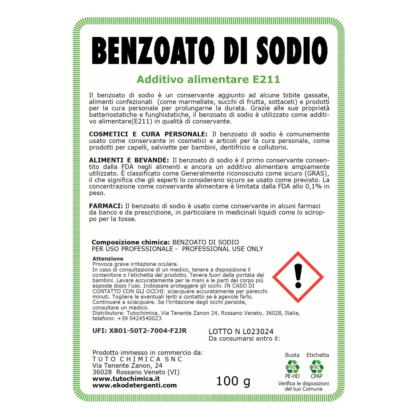 Benzoato di Sodio 100g
