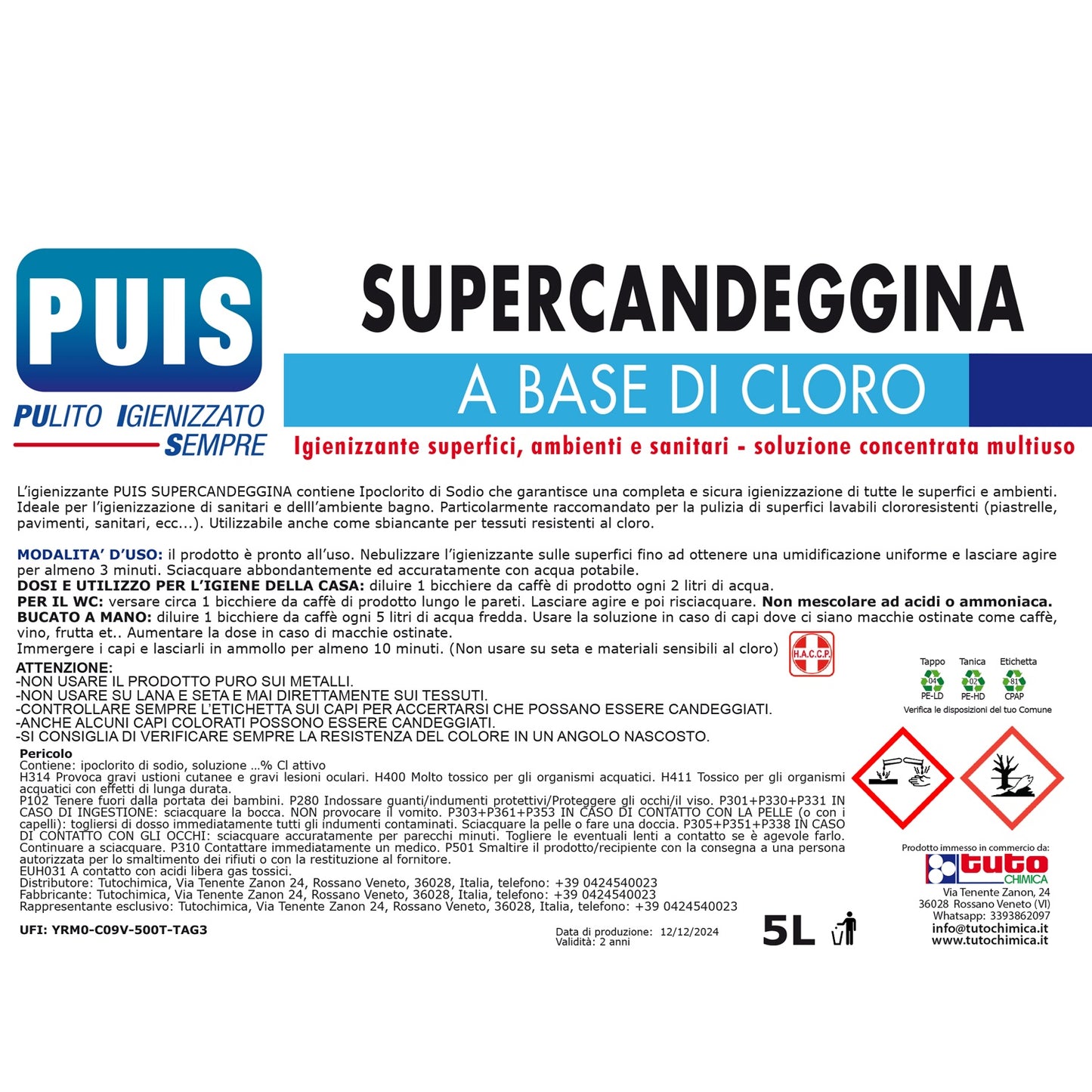 Super Candeggina a Base di Cloro 5L