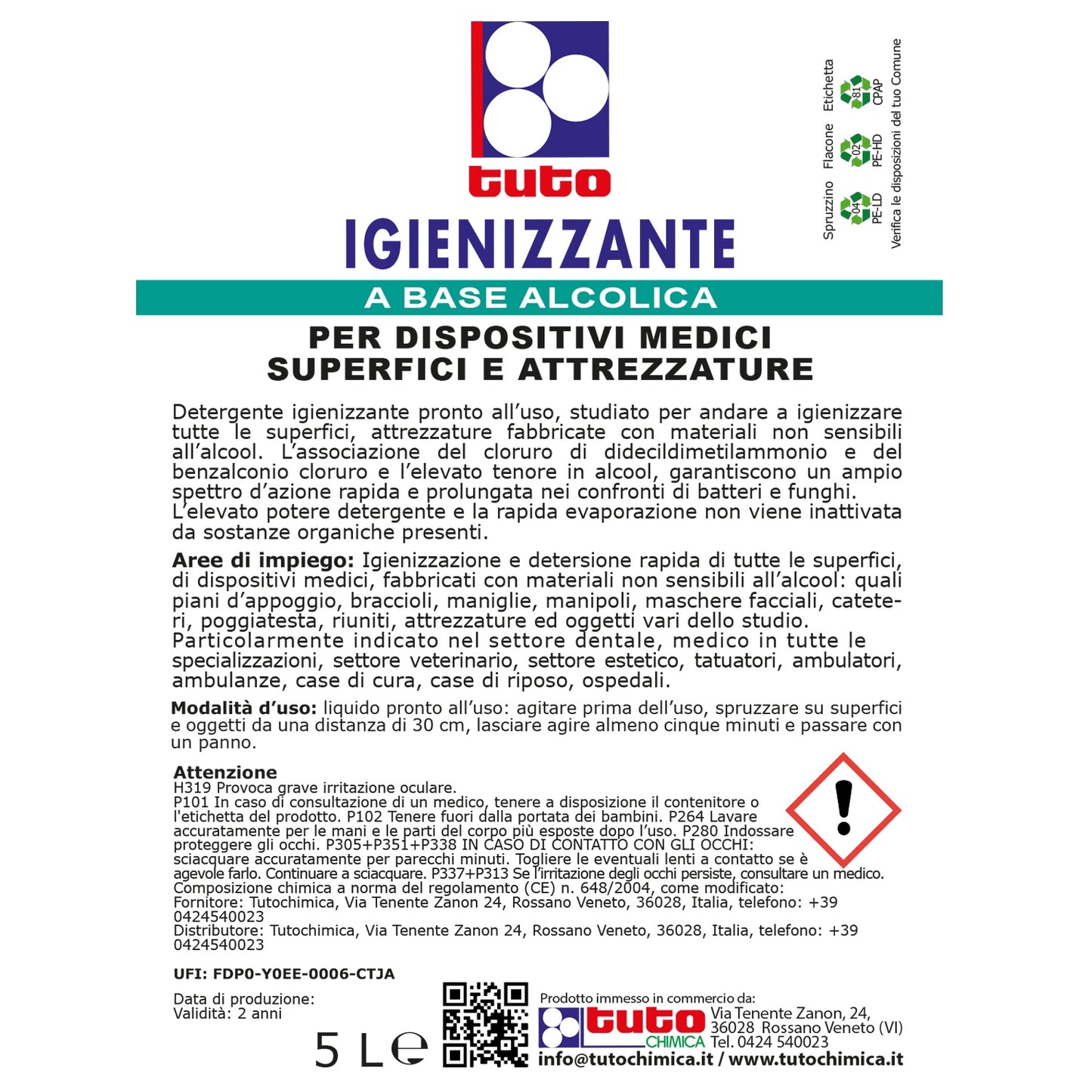 Igienizzante per strumenti medici e attrezzature 500ml
