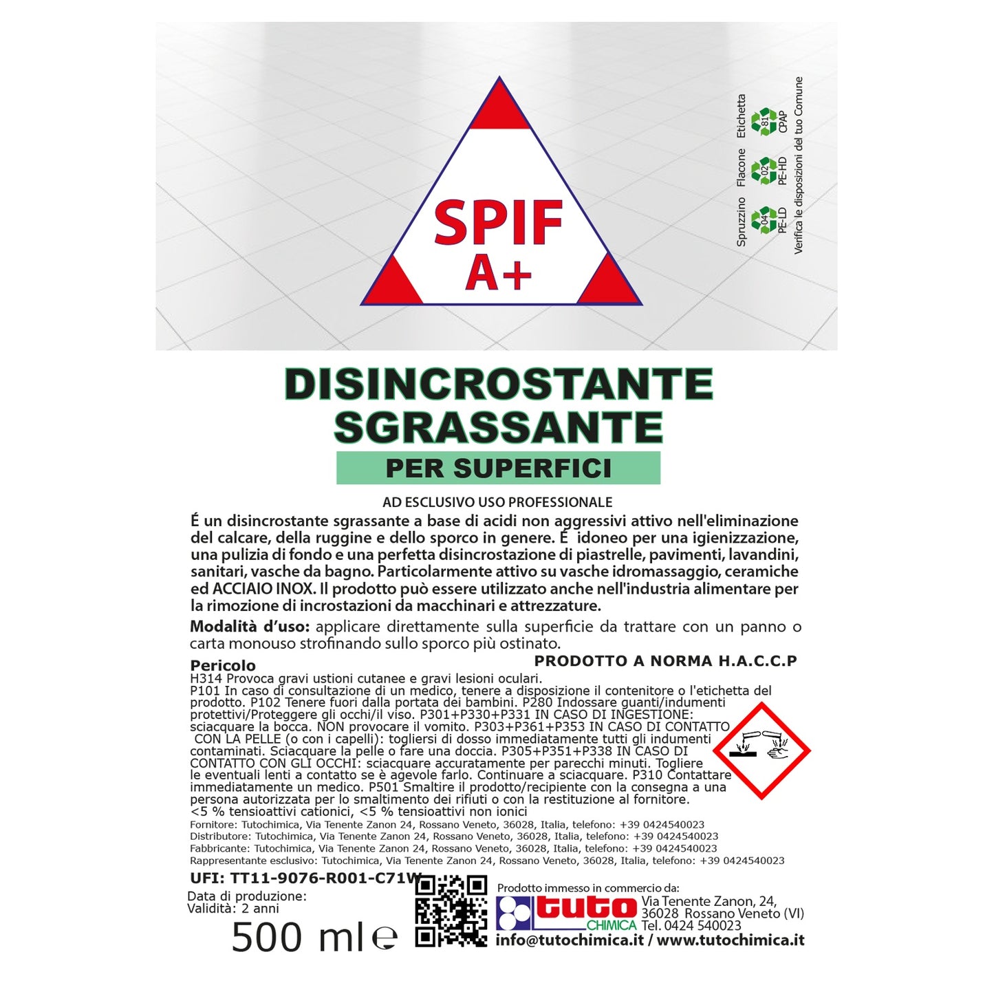 Disincrostante sgrassante anticalcare Spif a+