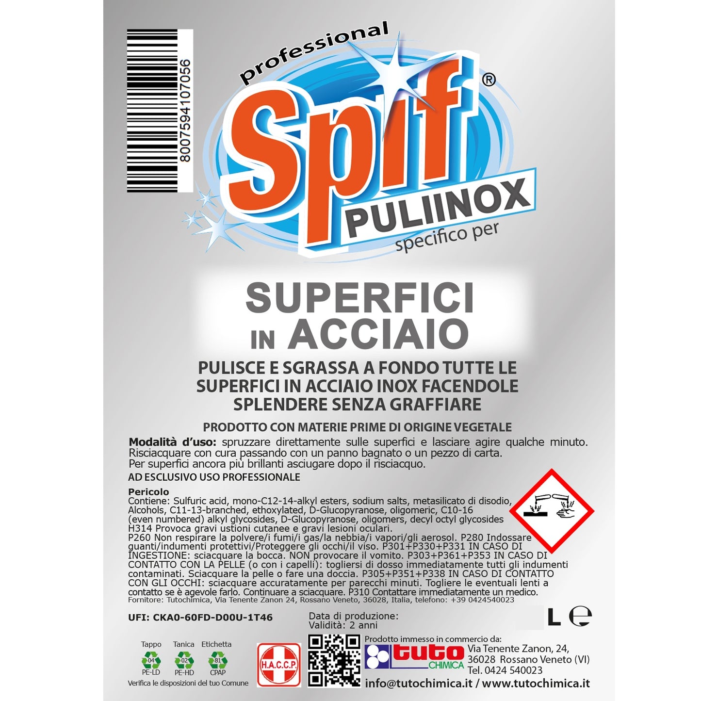 Spif puliinox detergente per acciaio