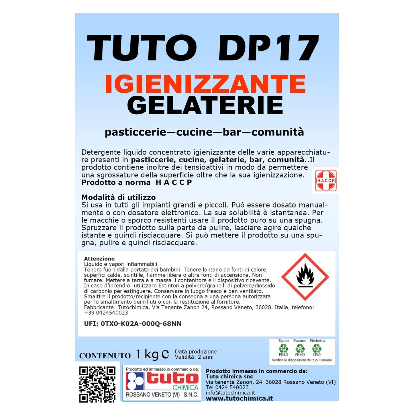 Tuto dp 17 detergente igienizzante per gelaterie
