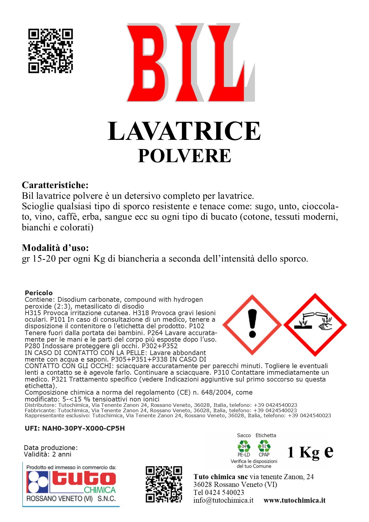 Bil detersivo lavatrice in polvere