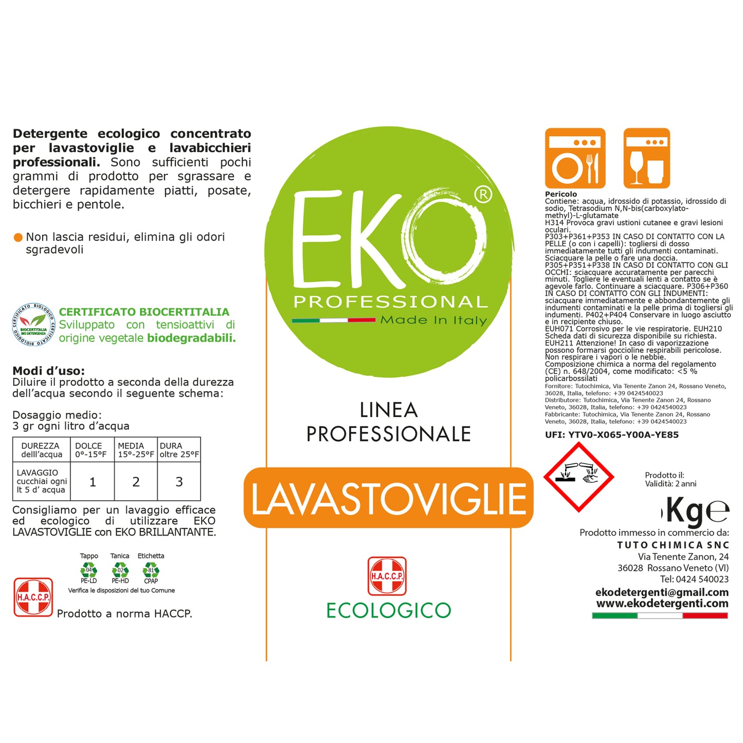 Detergente lavastoviglie professionale ecologico Eko Professional 6 kg