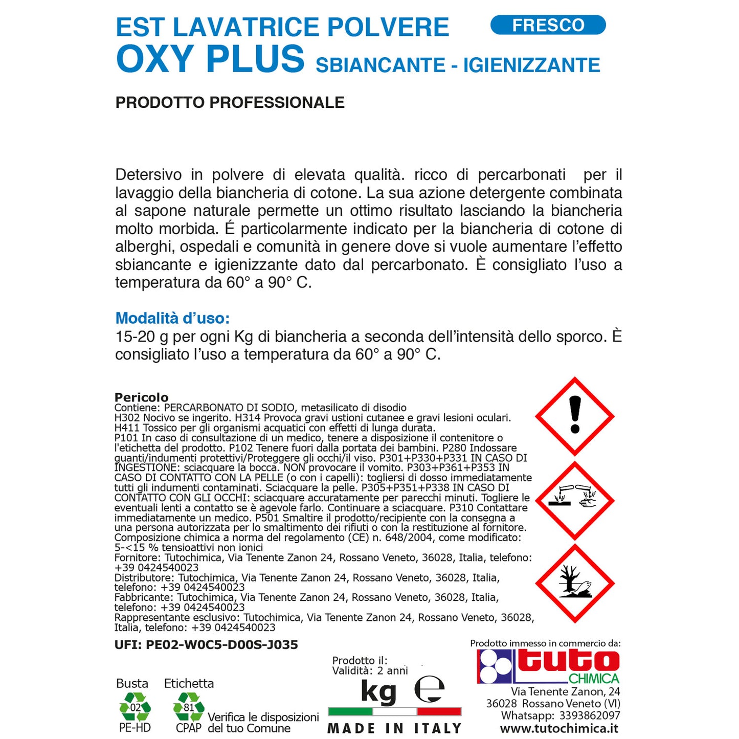 Est detersivo lavatrice in polvere Oxy Plus Fresco