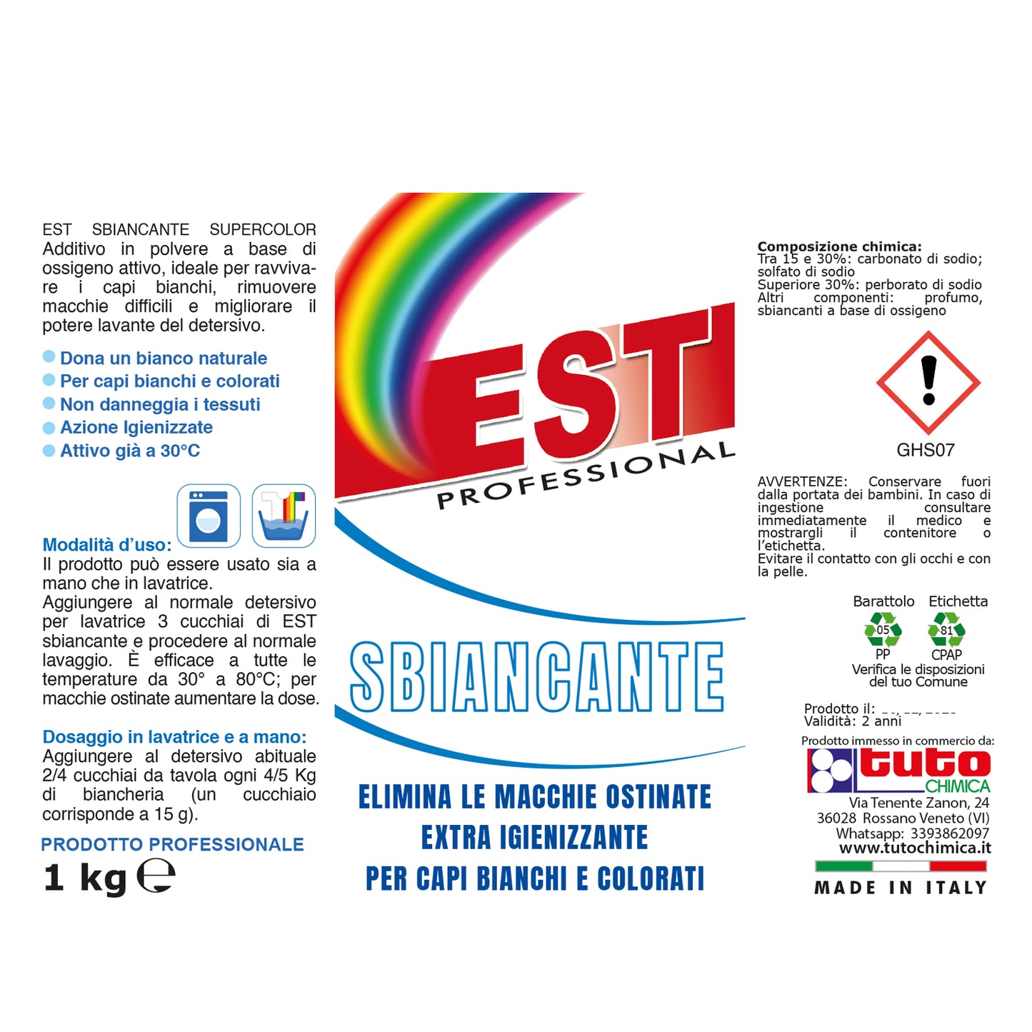 EST Sbiancante Lavatrice Polvere Professionale 1Kg
