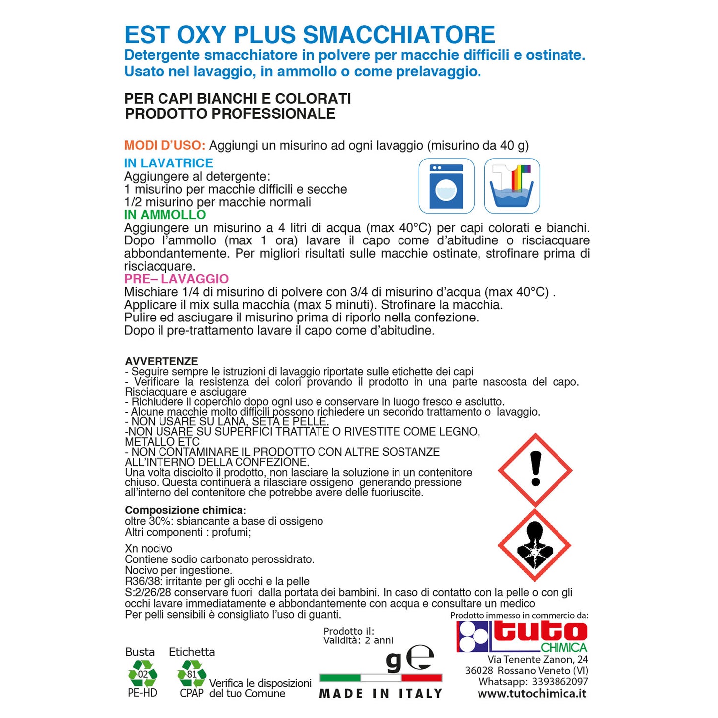 Est Smacchiatore Bucato Polvere Oxy Plus