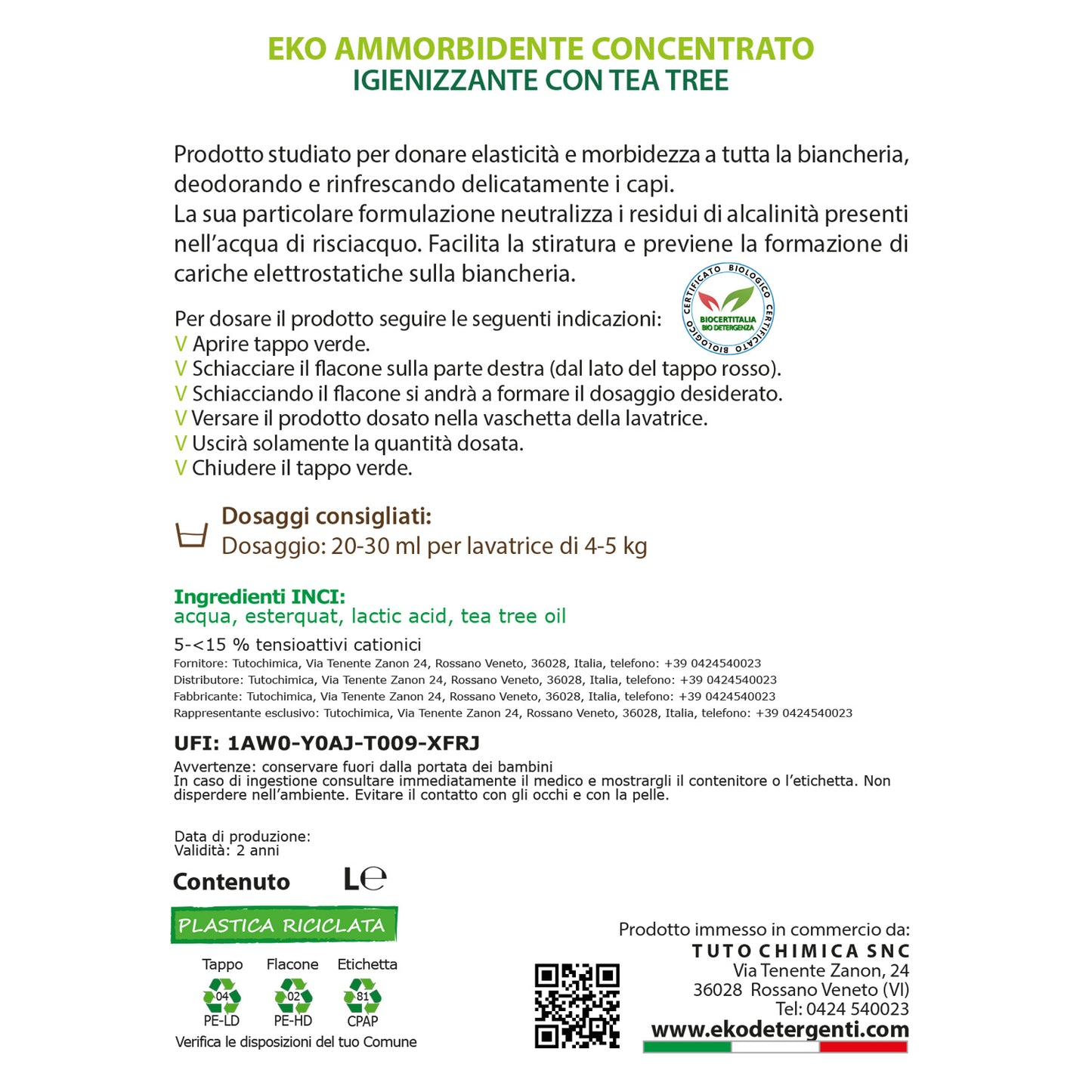 Eko ammorbidente ecologico tea tree