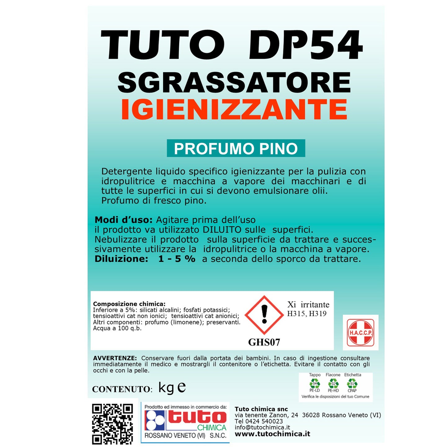 Tuto dp 54 sgrassatore igienizzante 5Kg