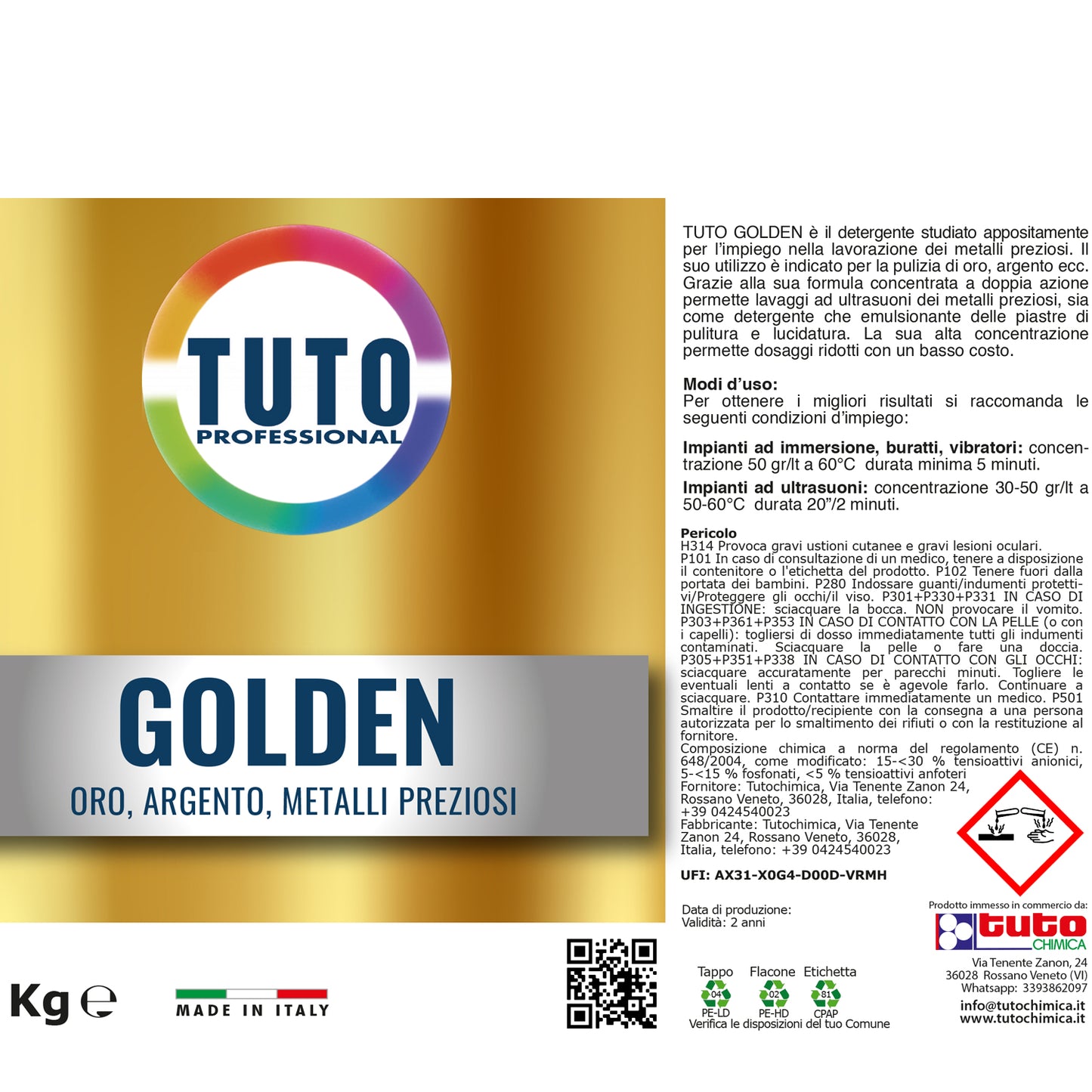 Tuto Golden Detergente Pulizia Oro e Argento