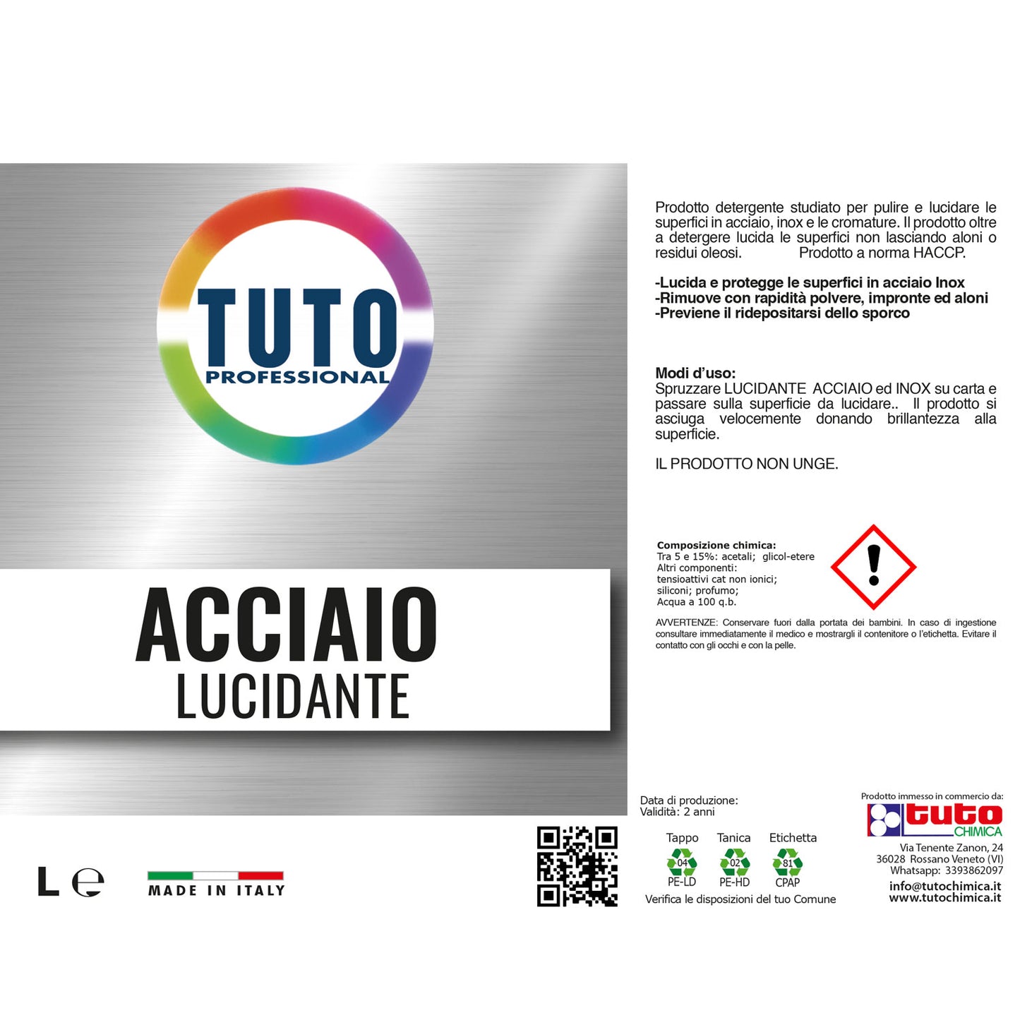 Tuto pulitore lucidante per acciaio inox