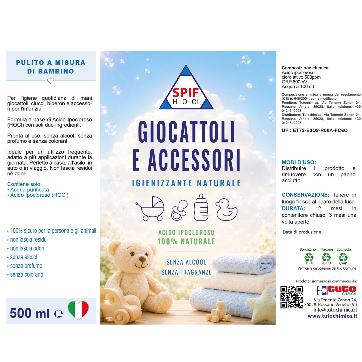 SPIF HOCl Giocattoli e Accessori - Igienizzante Naturale con Acido Ipocloroso