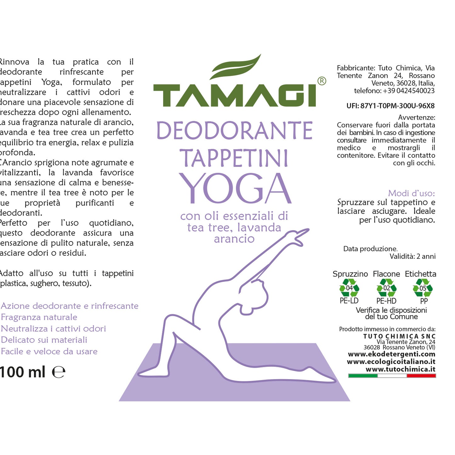 Deodorante per tappetini Yoga 100ml