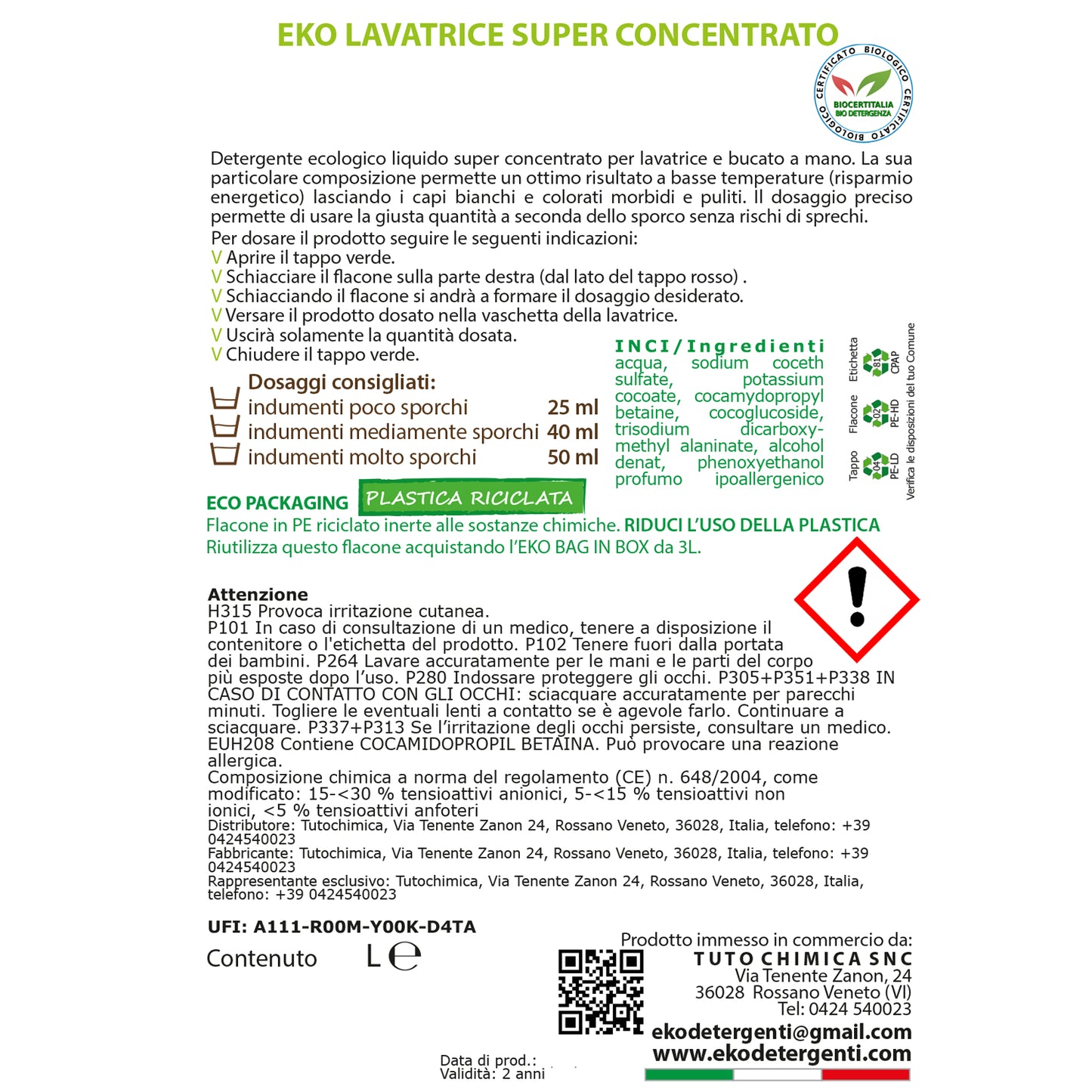 Eko detersivo ecologico lavatrice e bucato a mano