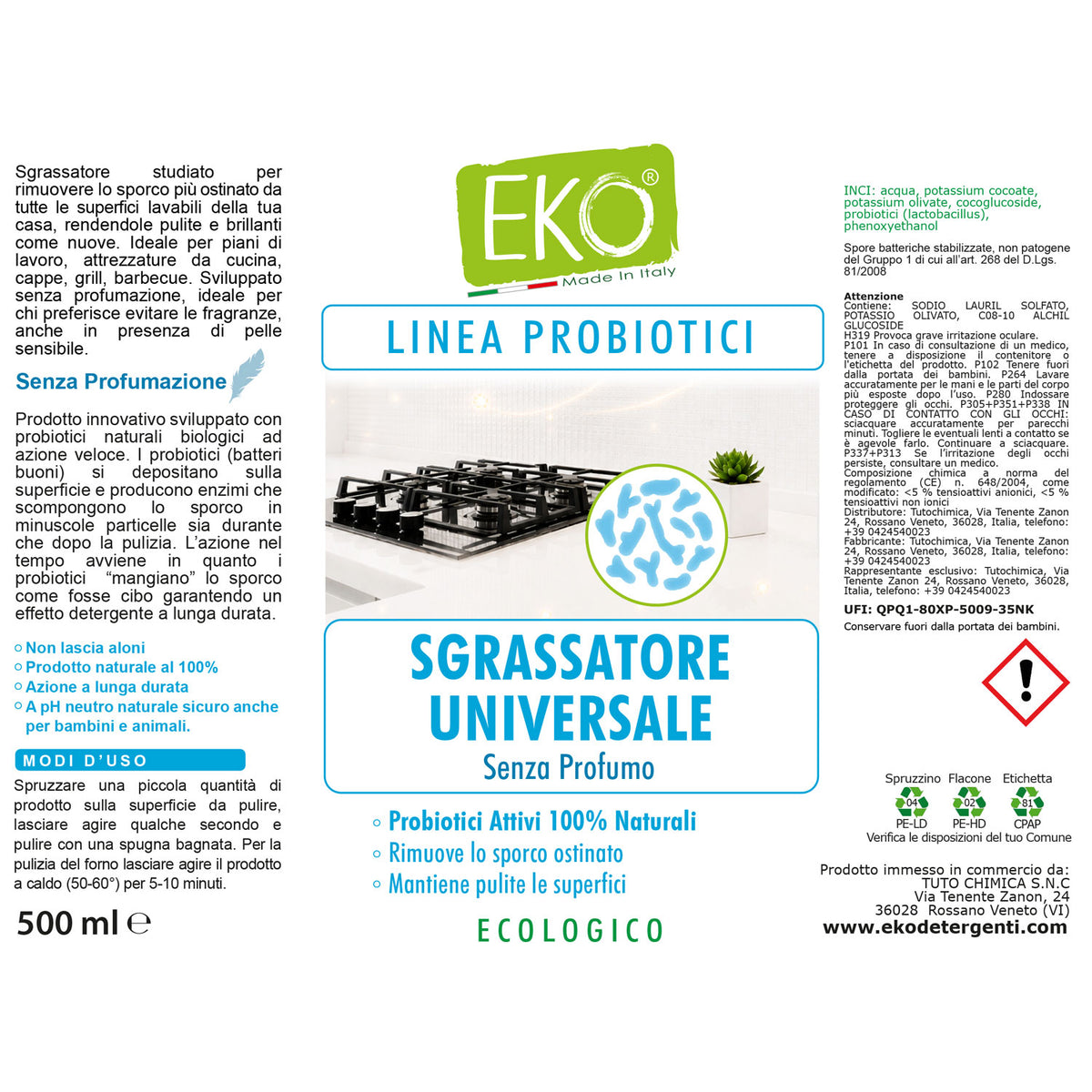 Eko Sgrassatore con probiotici 500ml Senza Profumo
