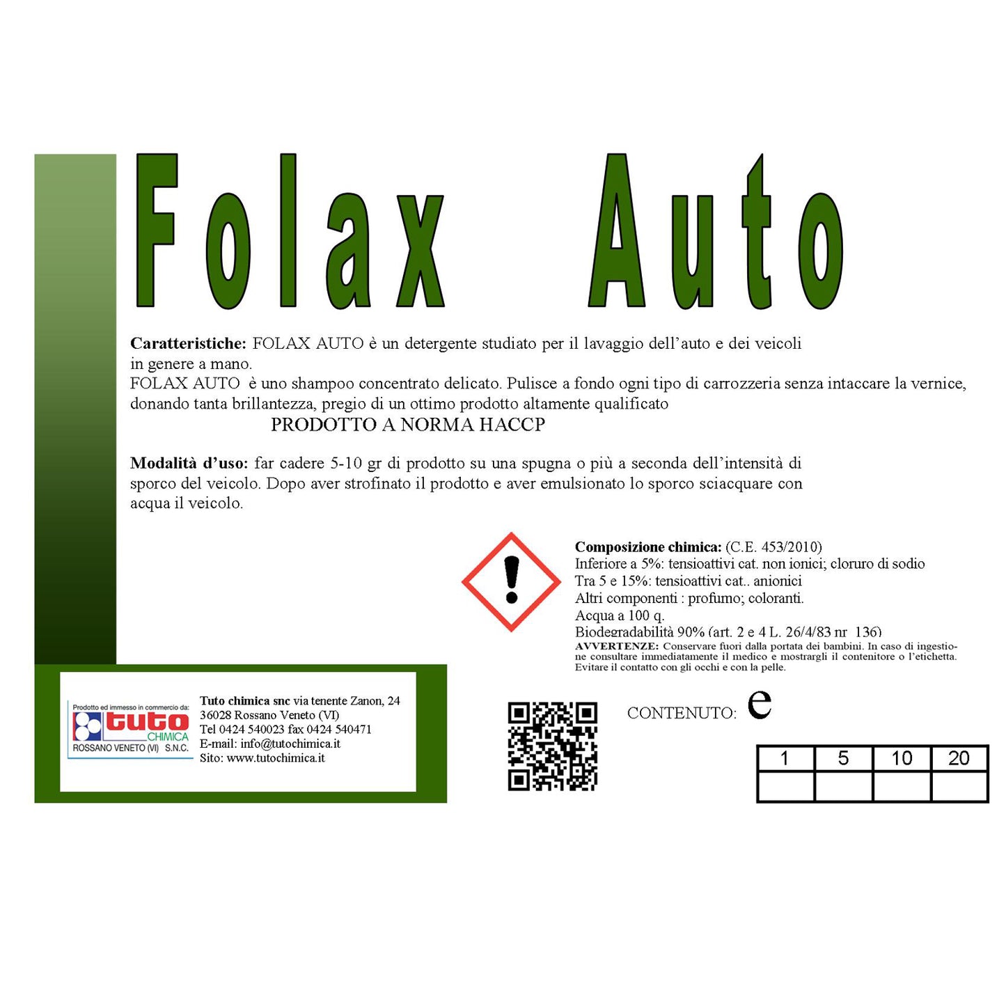 Folax auto shampoo per auto professionale