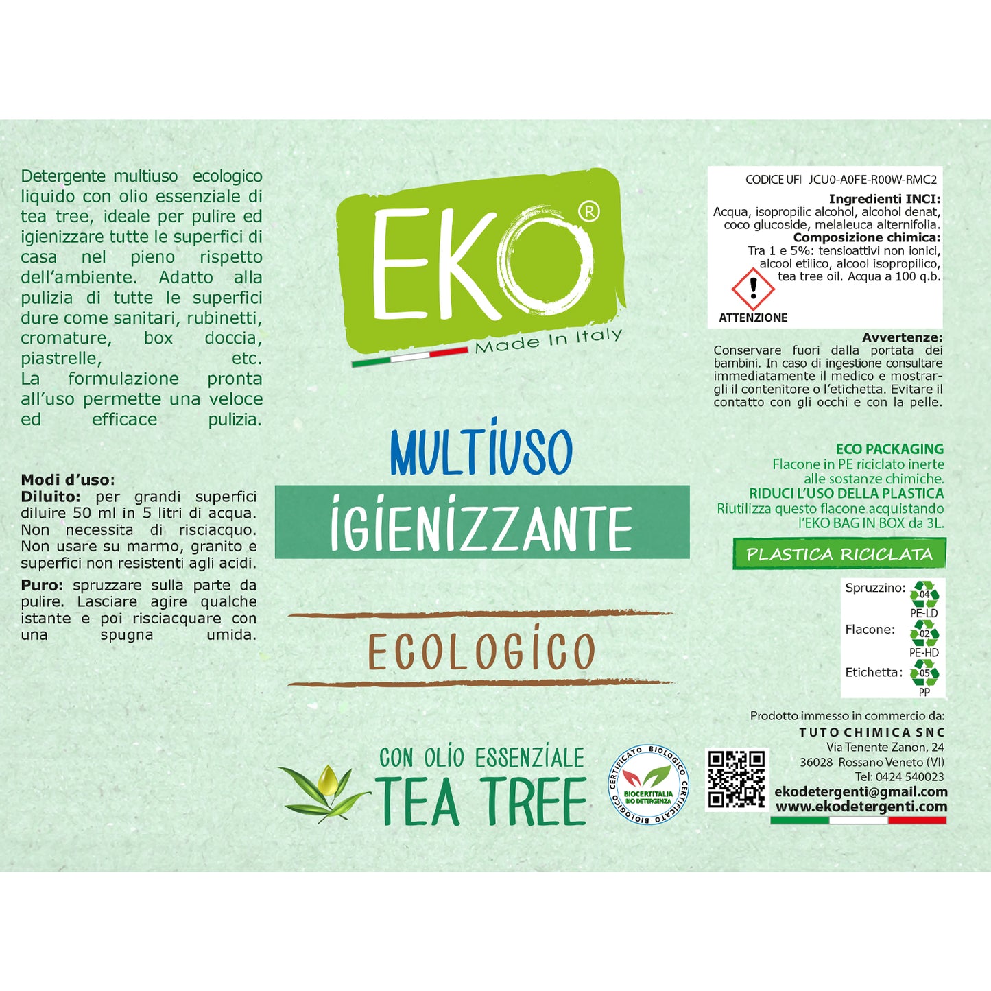 Eko Multiuso Igienizzante con Tea tree ecologico