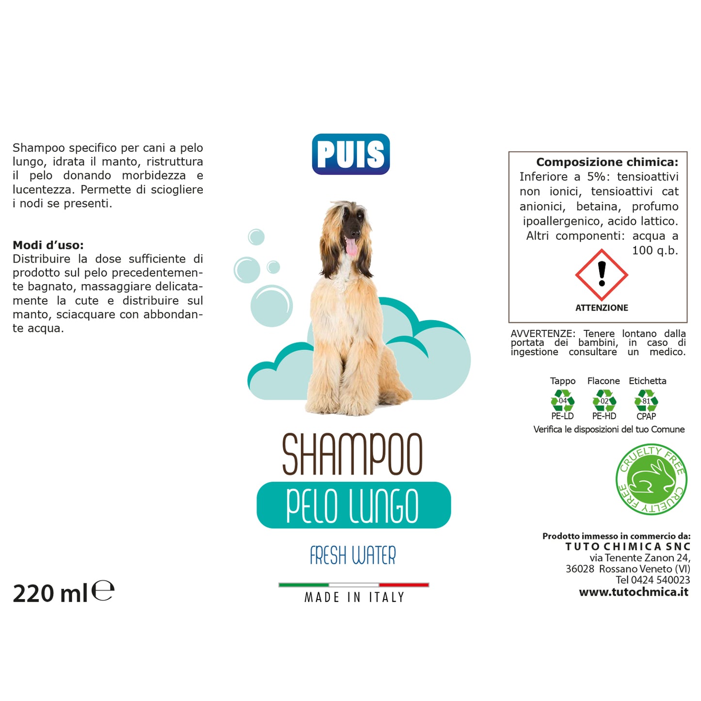 Puis Shampoo Cani Pelo Lungo Muschio Bianco - 220ml