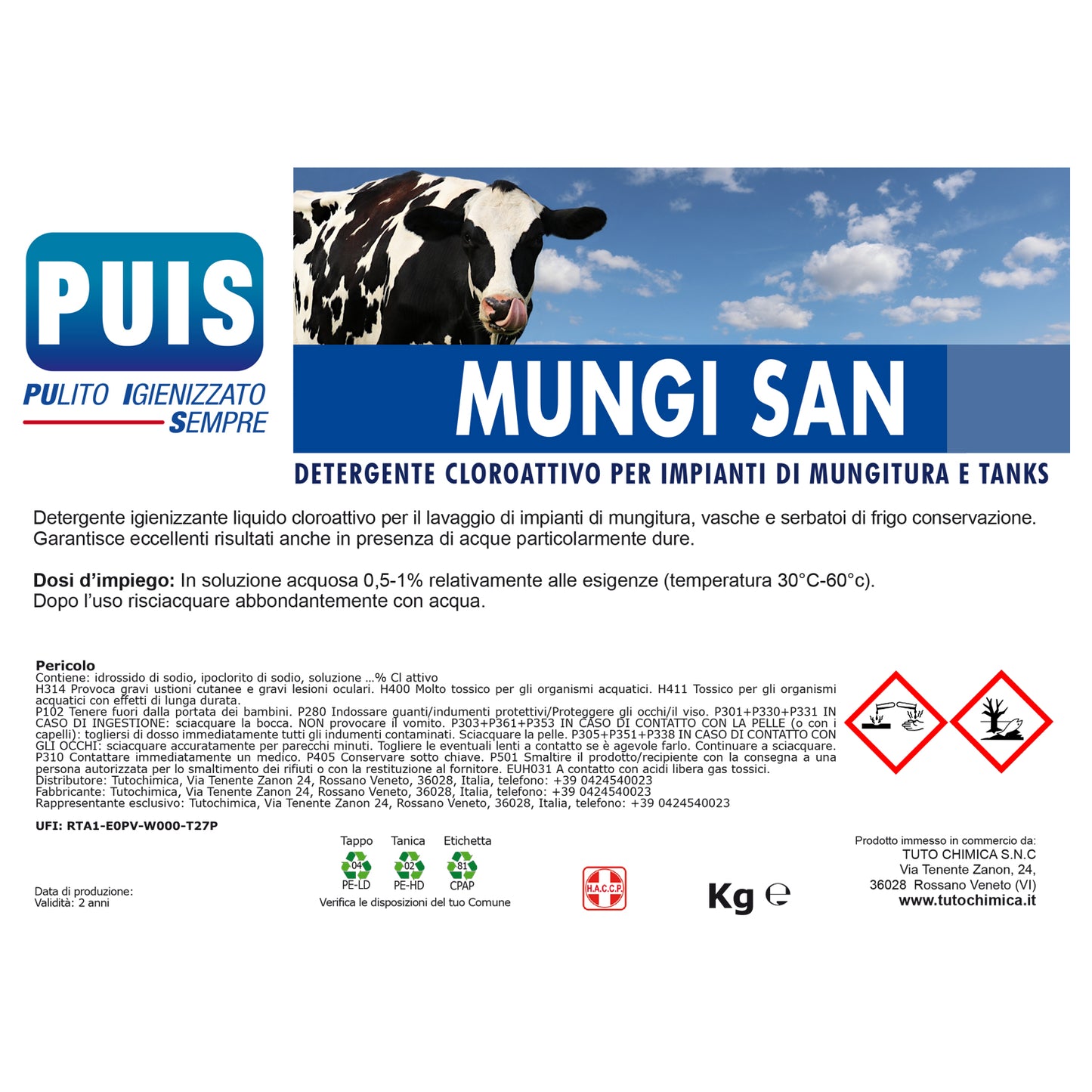 Puis Mungi San Detergente per impianti di mungitura e tanks