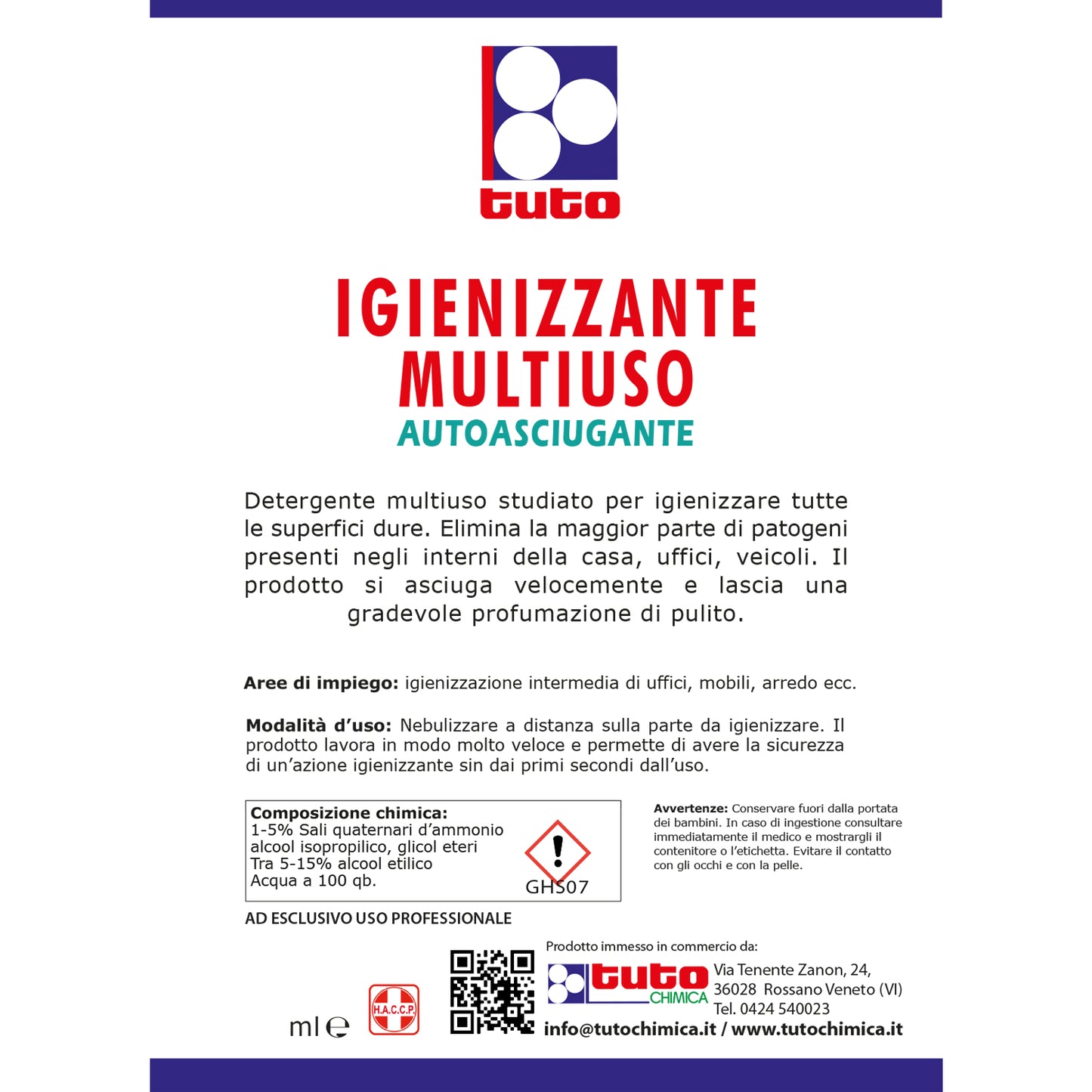Igienizzante multiuso autoasciugante